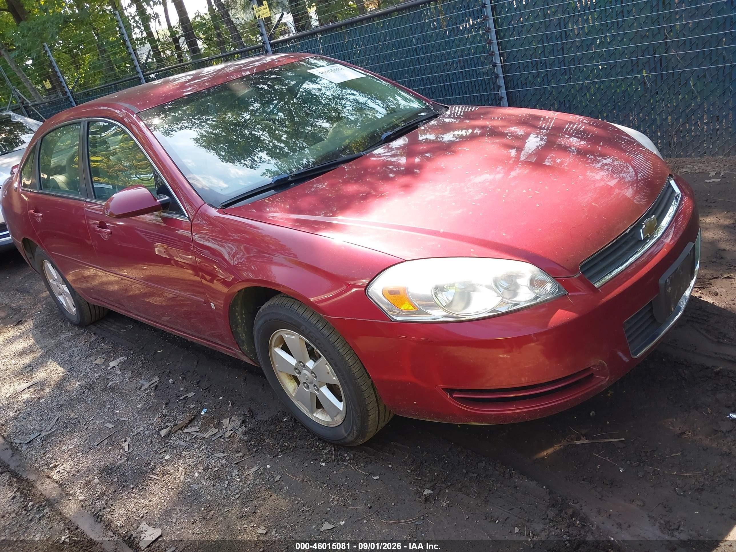 2008 Chevrolet Impala Lt Red vin: 2G1WT58K389233322
