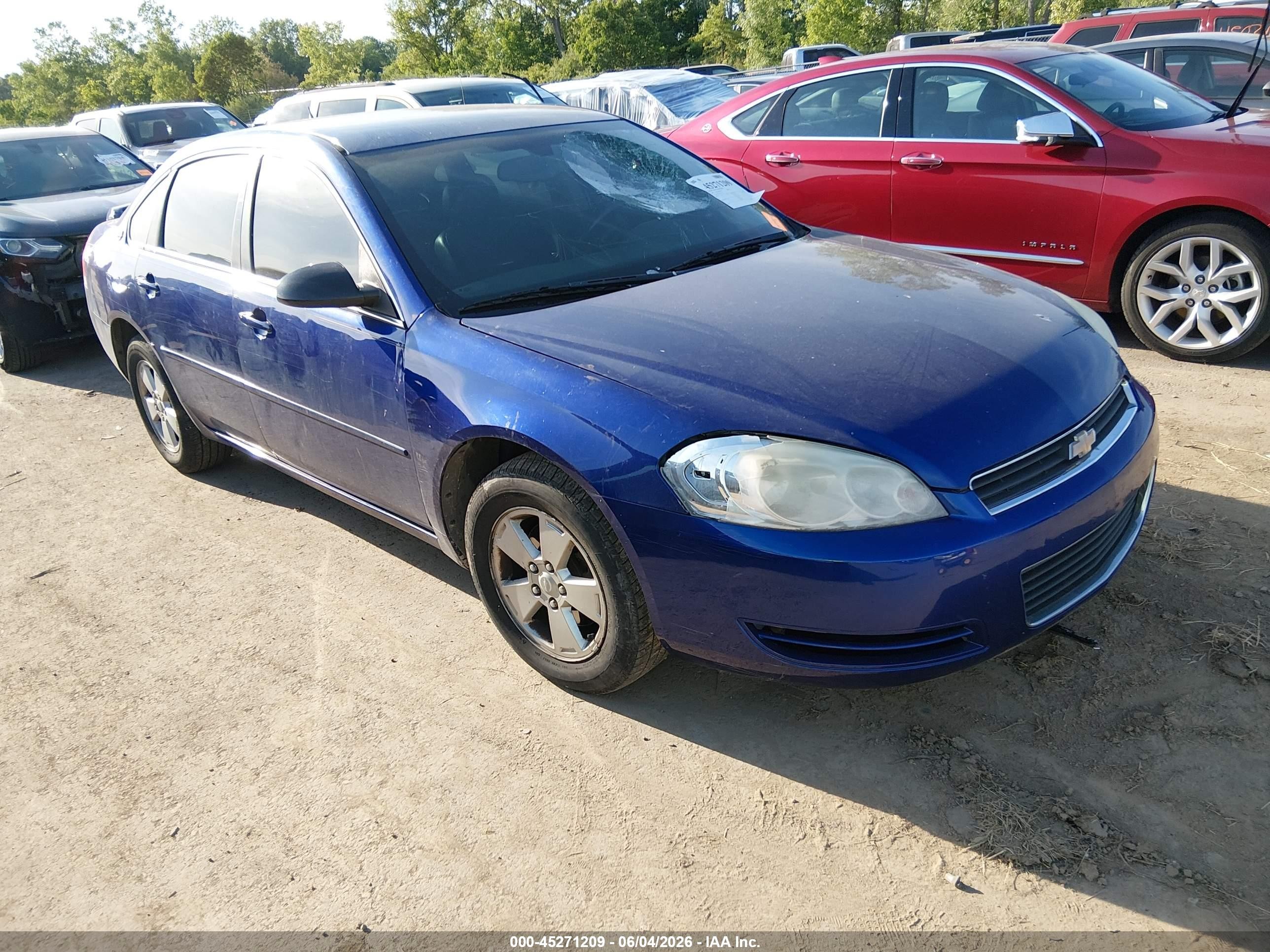 2007 Chevrolet Impala Lt Синий vin: 2G1WT58K579372107