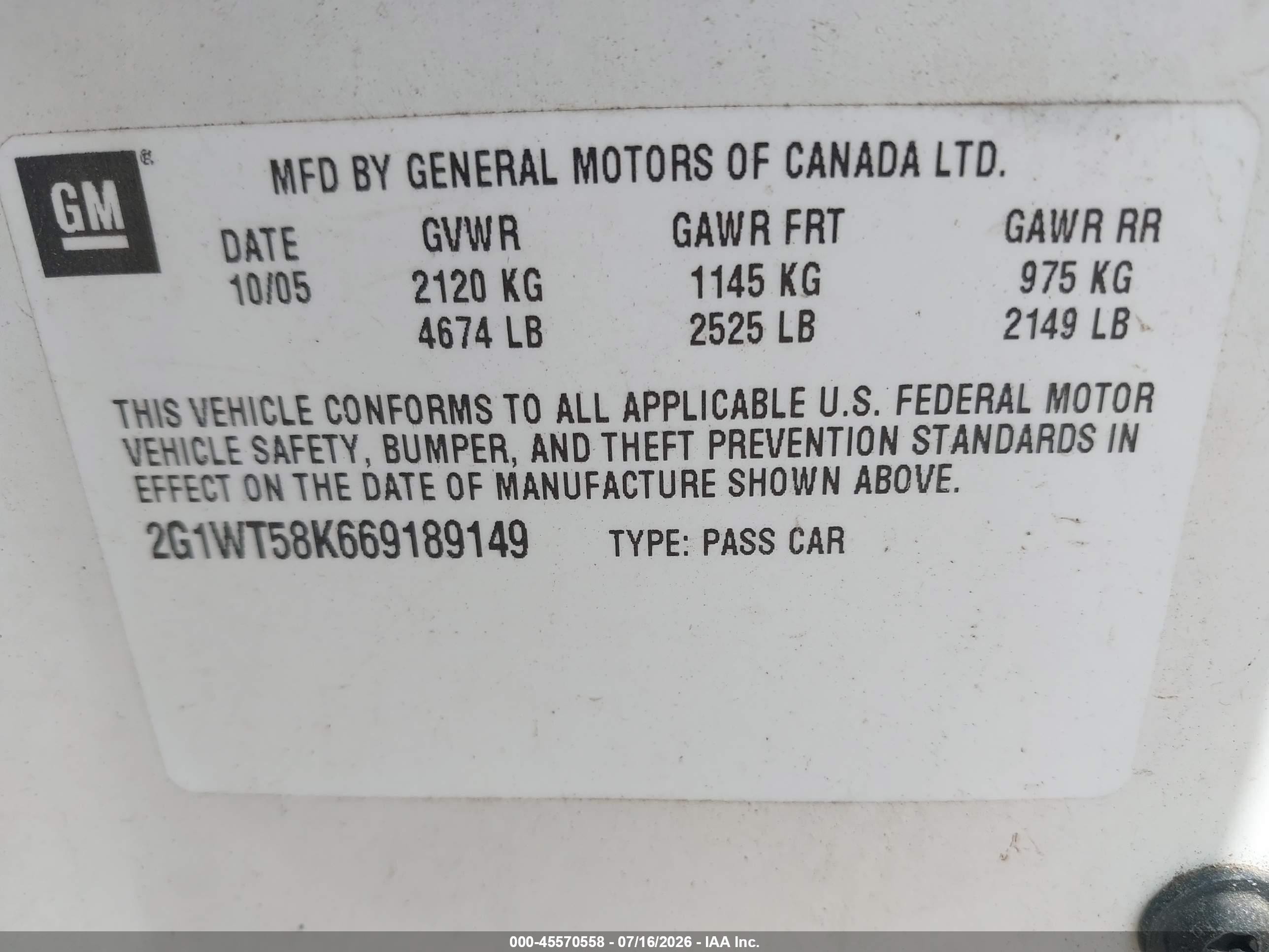 2006 Chevrolet Impala Lt White vin: 2G1WT58K669189149