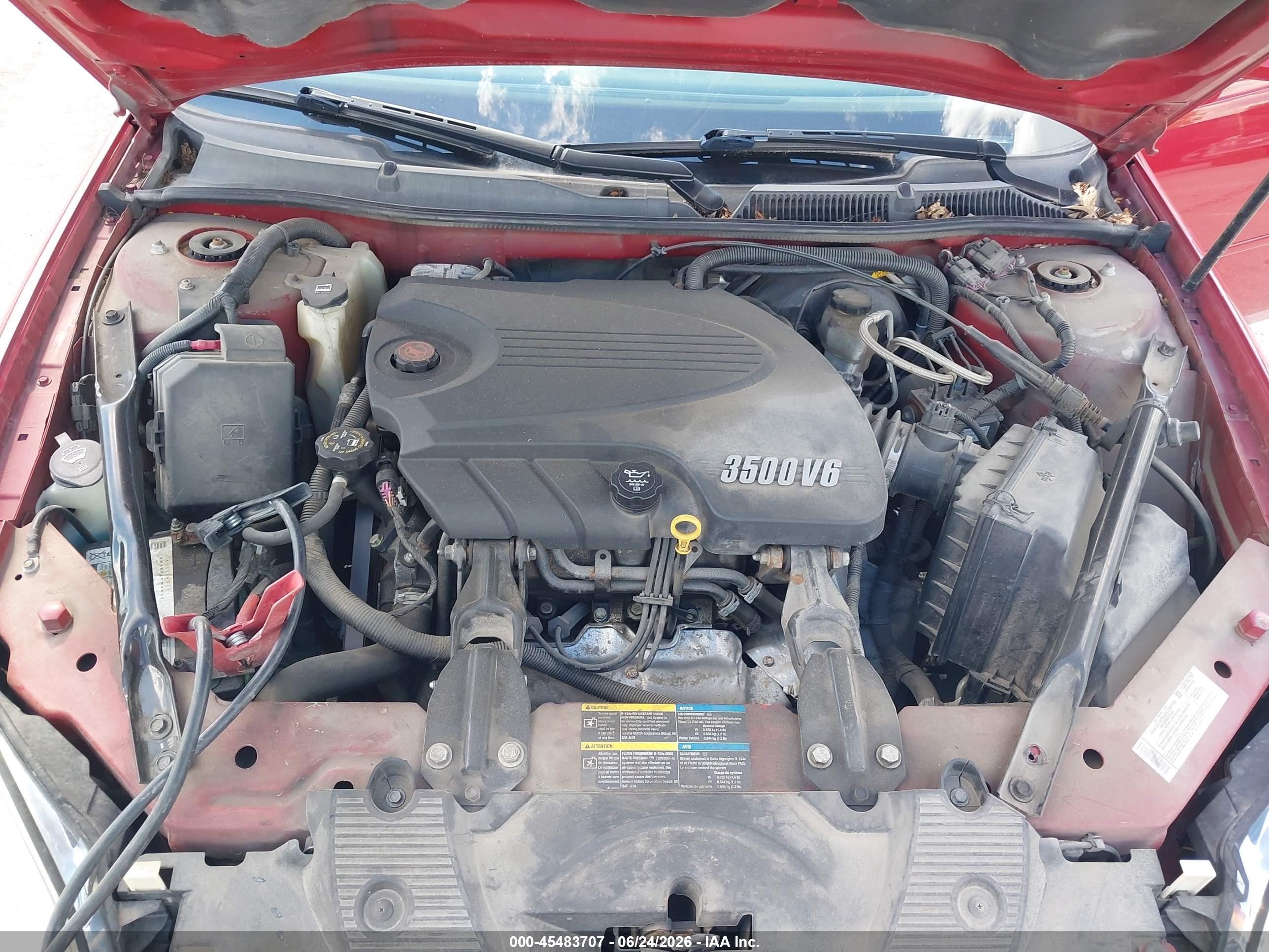 2007 Chevrolet Impala 3.5l Lt Red vin: 2G1WT58K679313969