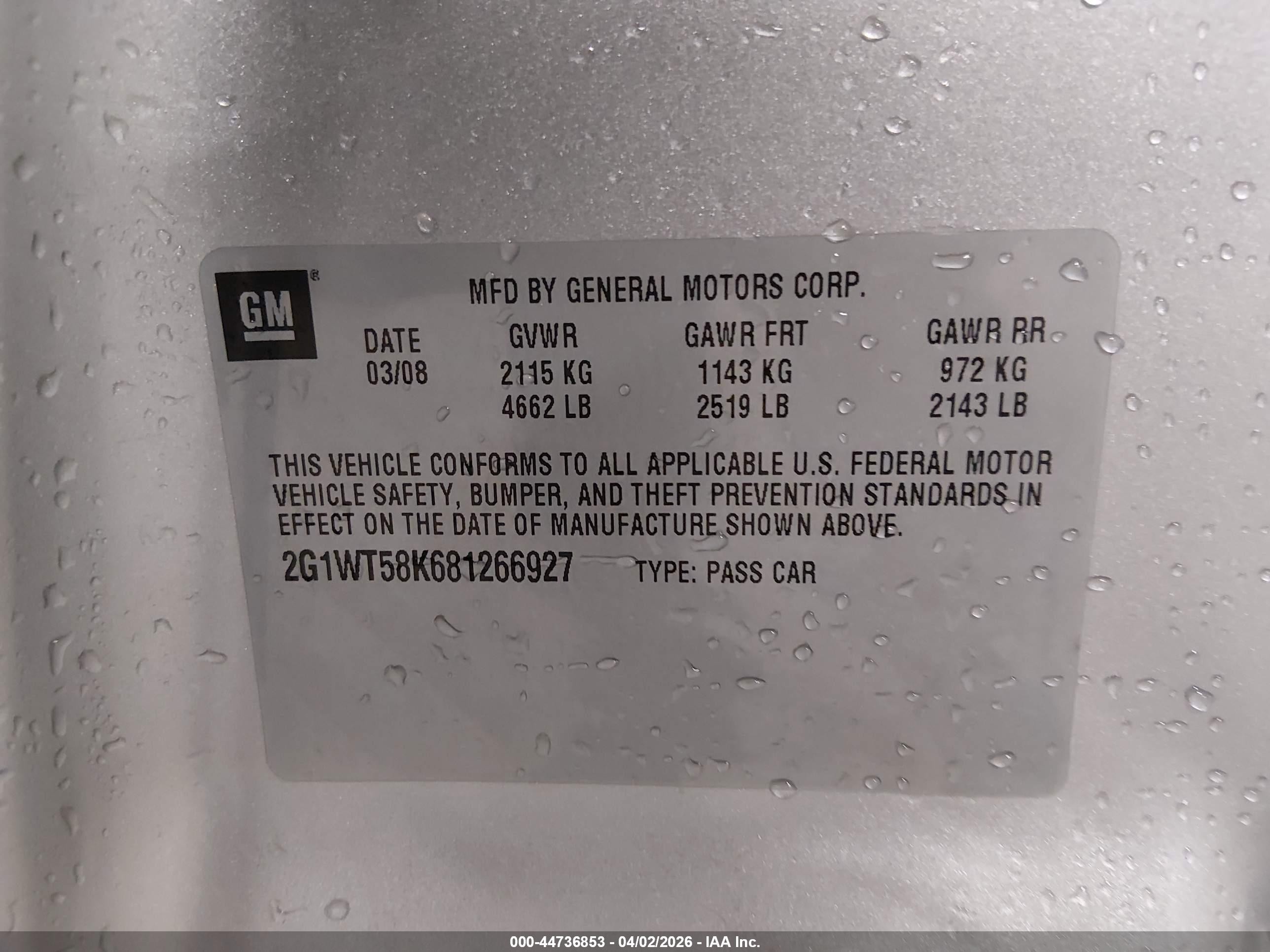 2008 Chevrolet Impala Lt Серебряный vin: 2G1WT58K681266927
