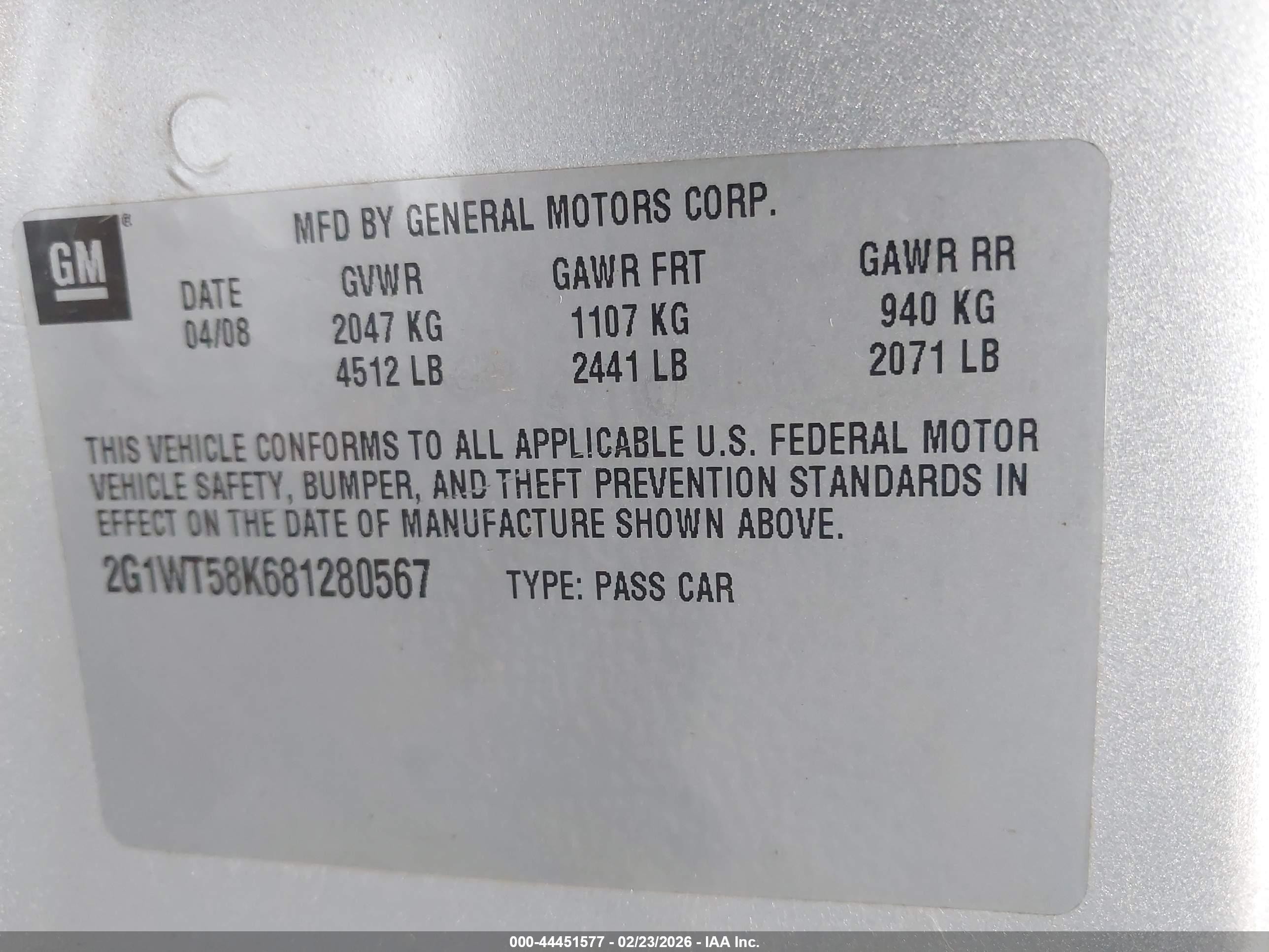 2008 Chevrolet Impala Lt Gold vin: 2G1WT58K681280567