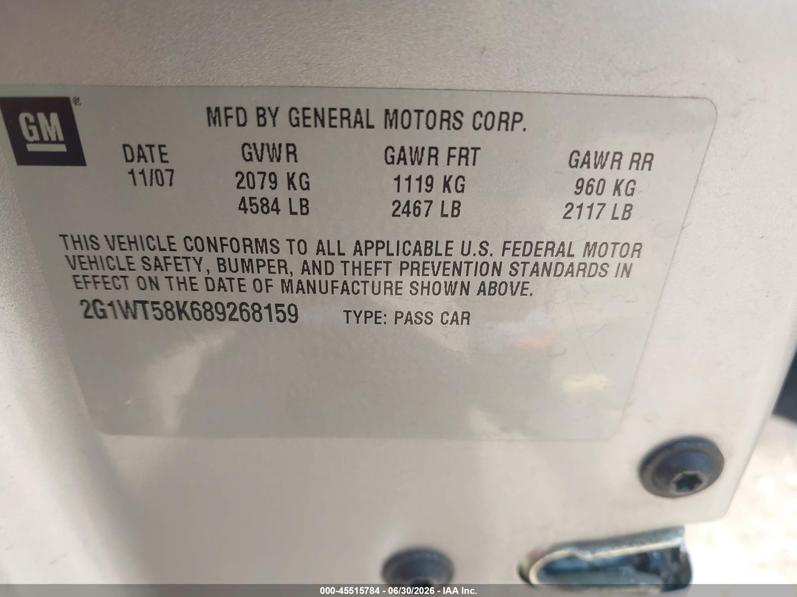 2008 Chevrolet Impala Lt Серебряный vin: 2G1WT58K689268159
