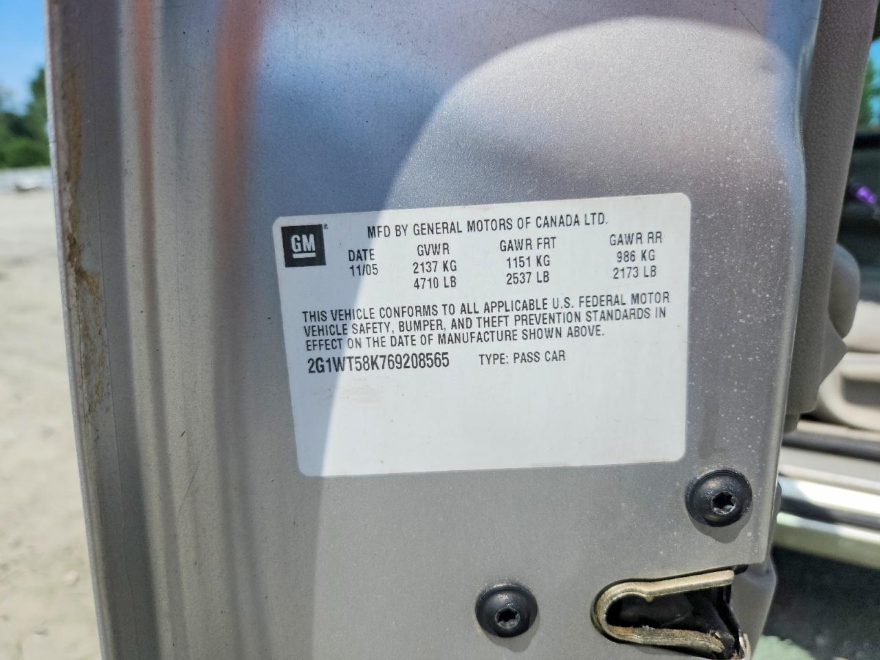 2006 Chevrolet Impala Lt Серебряный vin: 2G1WT58K769208565