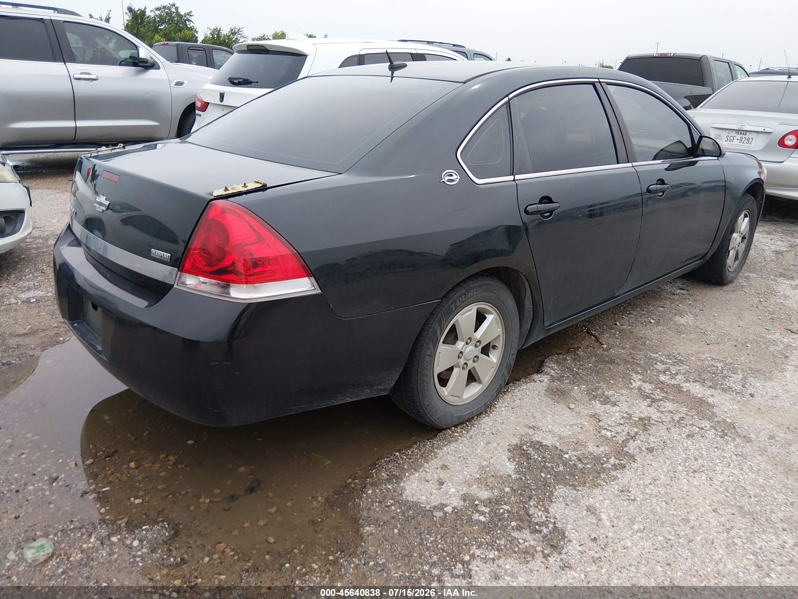2008 Chevrolet Impala Lt Black vin: 2G1WT58K781296518