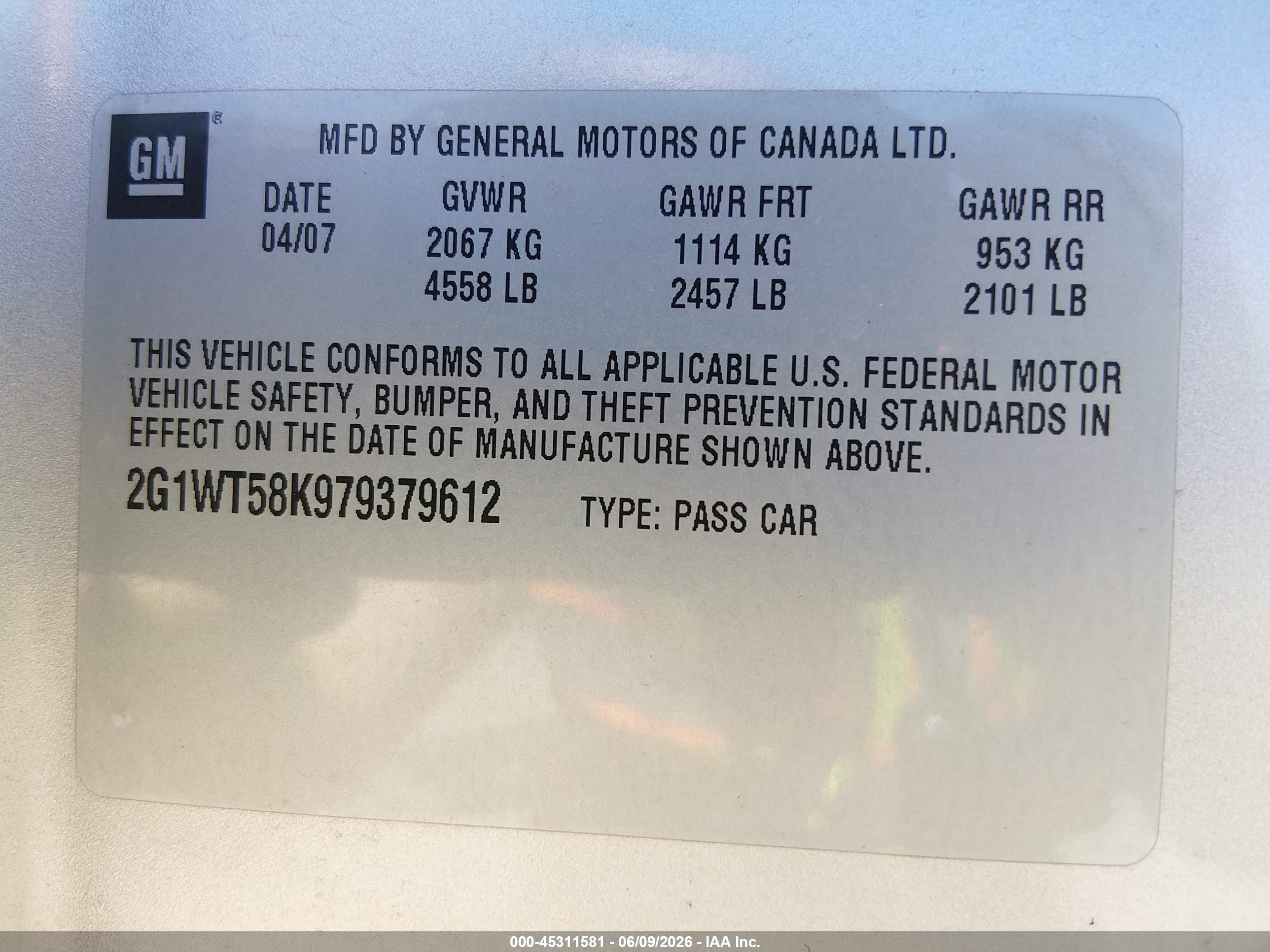 2007 Chevrolet Impala Lt Silver vin: 2G1WT58K979379612