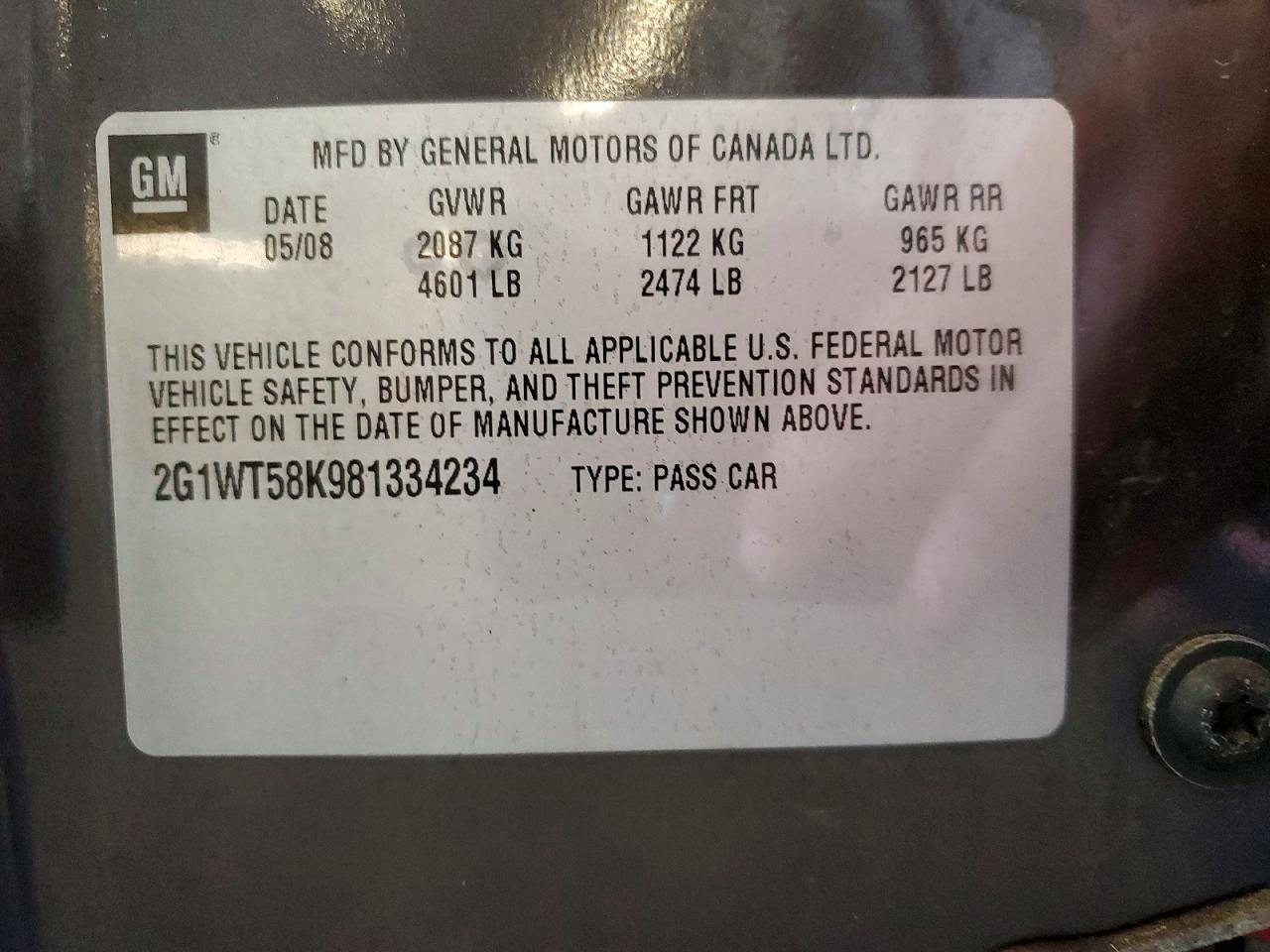 2008 Chevrolet Impala Lt Brown vin: 2G1WT58K981334234