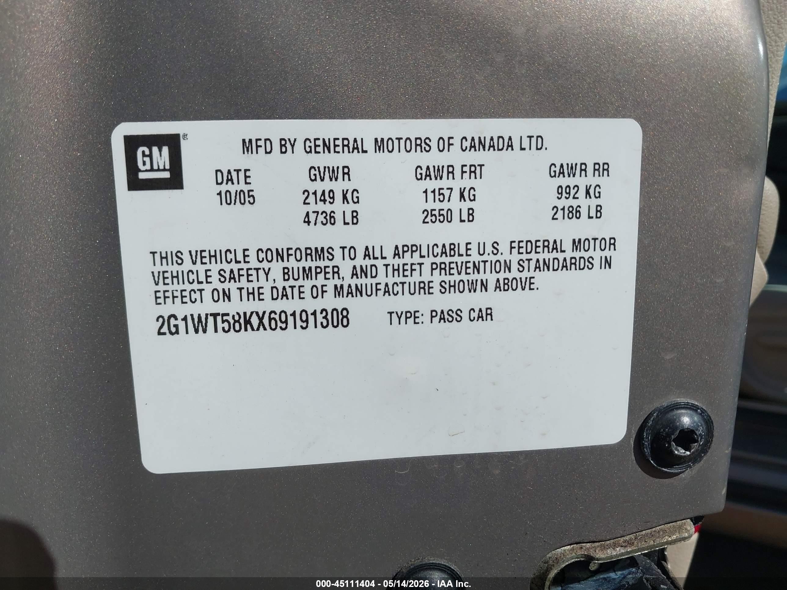 2006 Chevrolet Impala Lt Brown vin: 2G1WT58KX69191308
