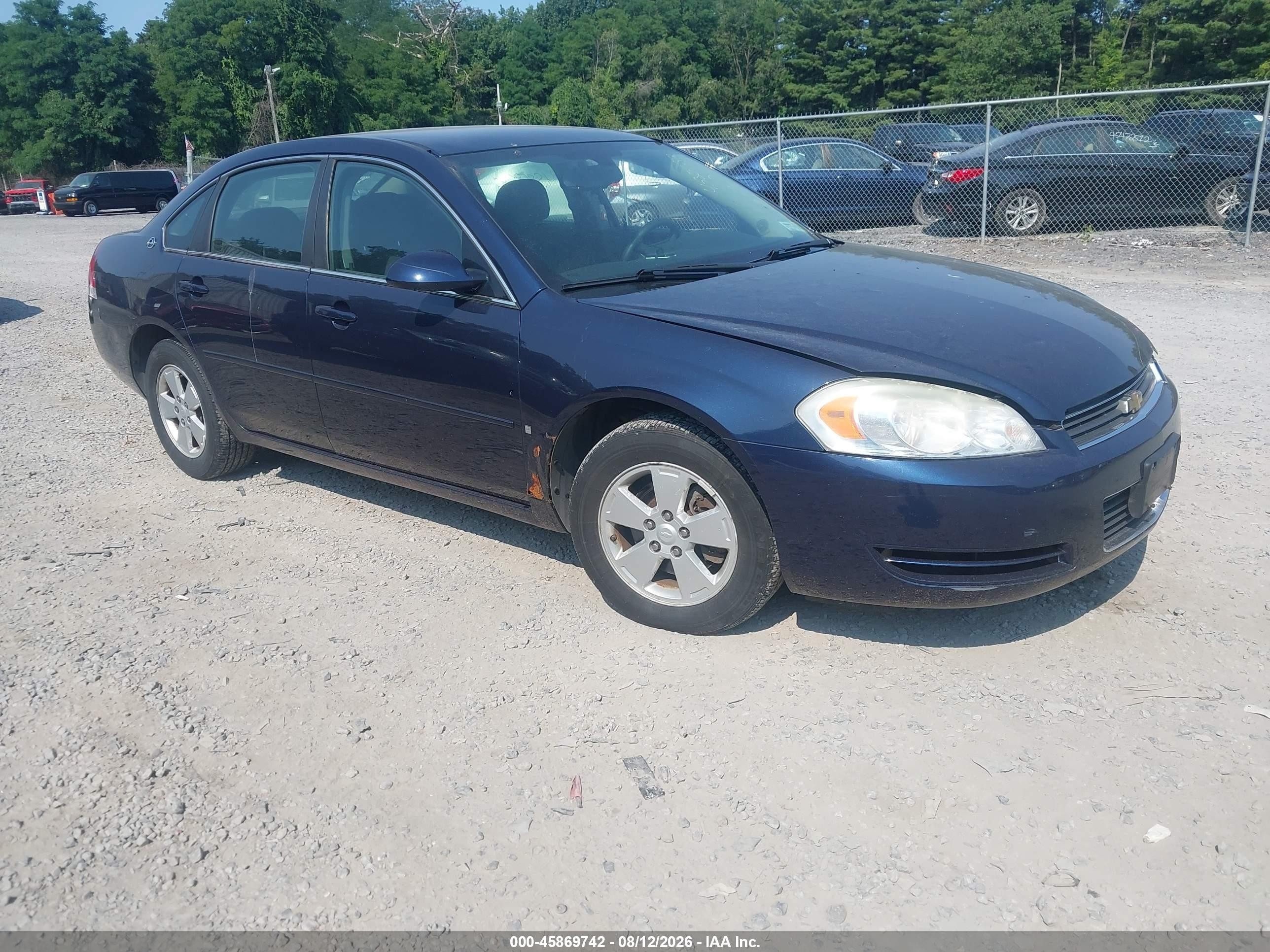2007 Chevrolet Impala 3.5l Lt Blue vin: 2G1WT58KX79216726