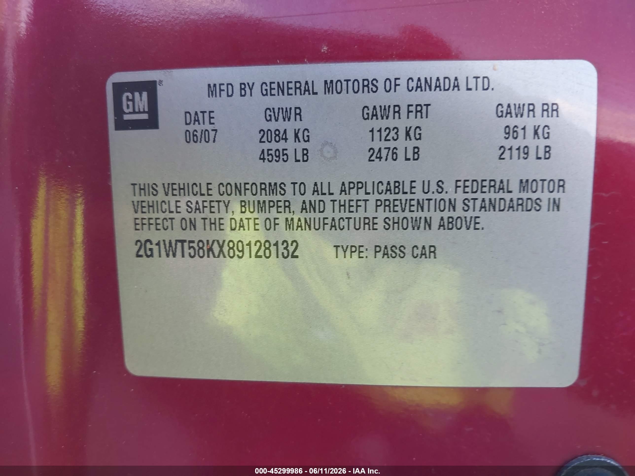 2008 Chevrolet Impala Lt Red vin: 2G1WT58KX89128132