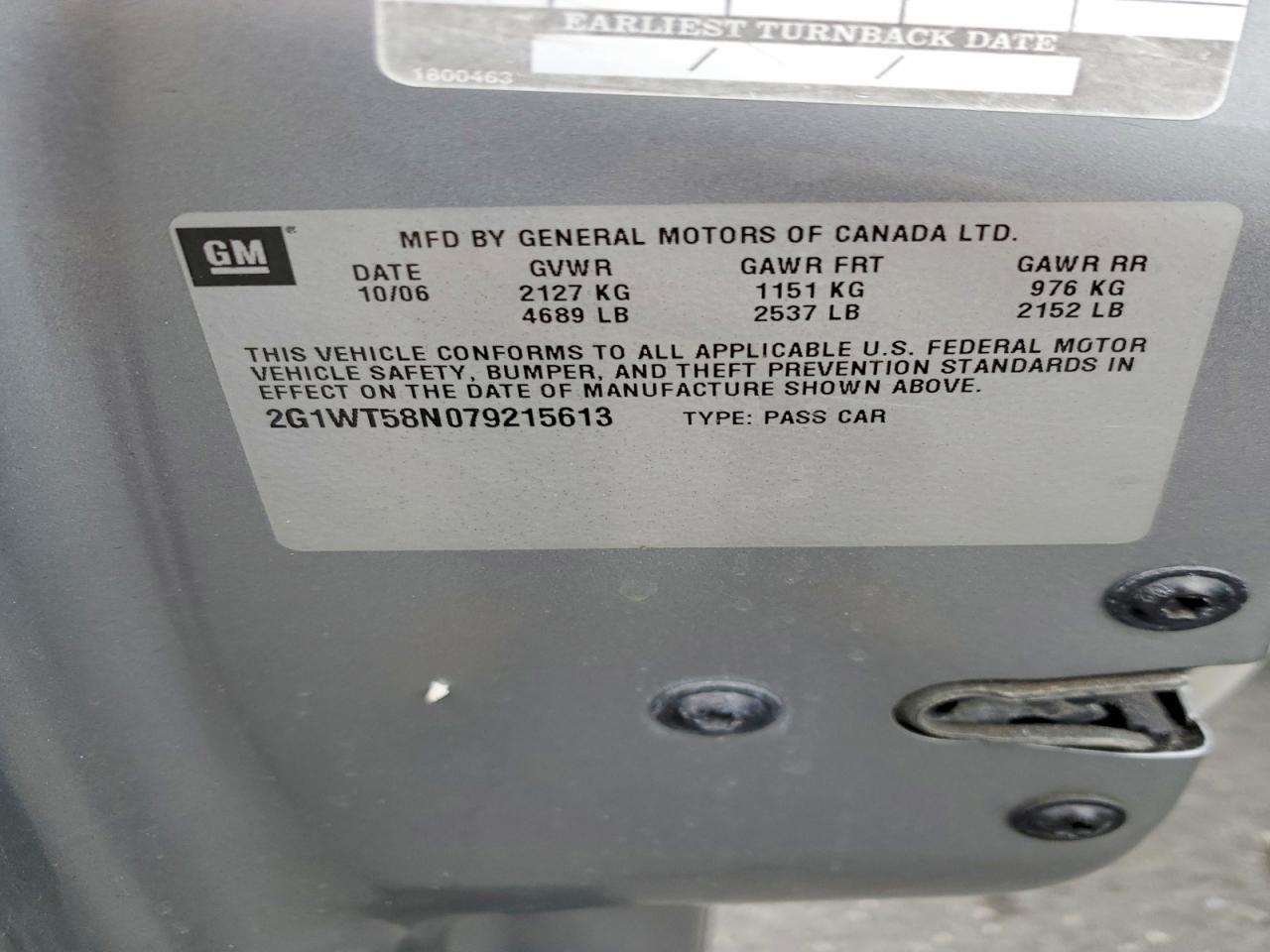 2007 Chevrolet Impala Lt Gray vin: 2G1WT58N079215613