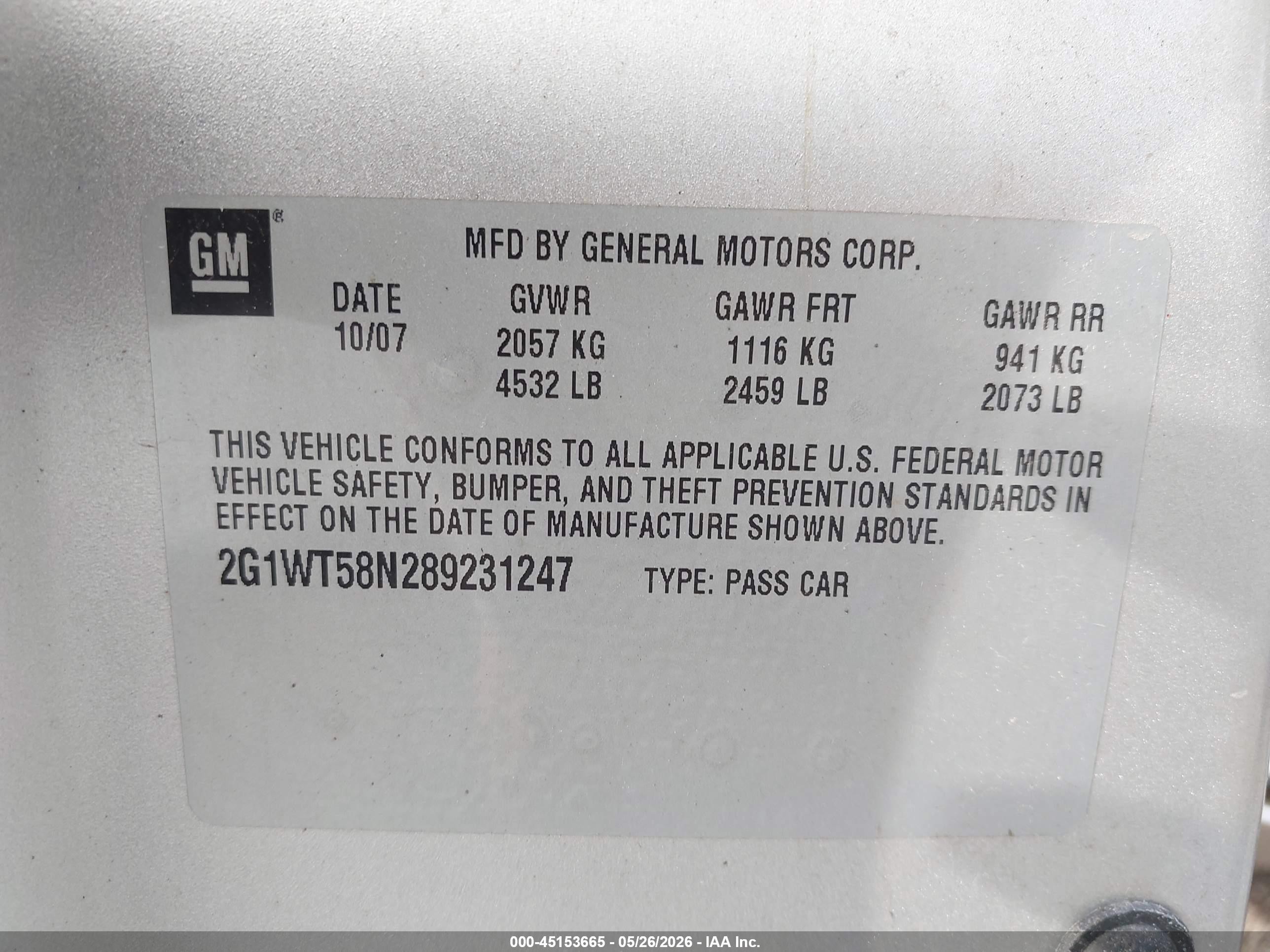 2008 Chevrolet Impala Lt Серебряный vin: 2G1WT58N289231247