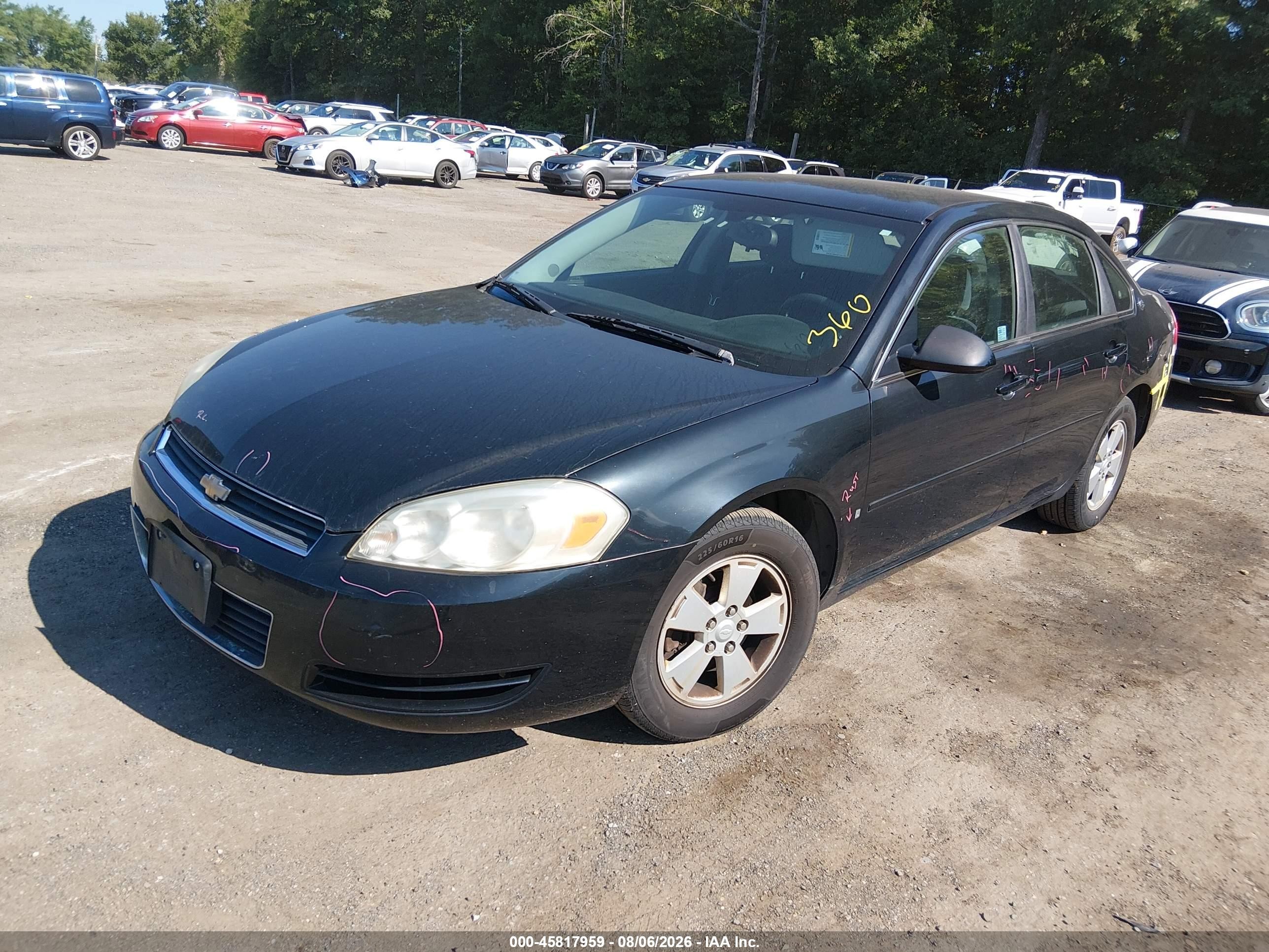 2007 Chevrolet Impala 3.5l Lt Black vin: 2G1WT58N379334790