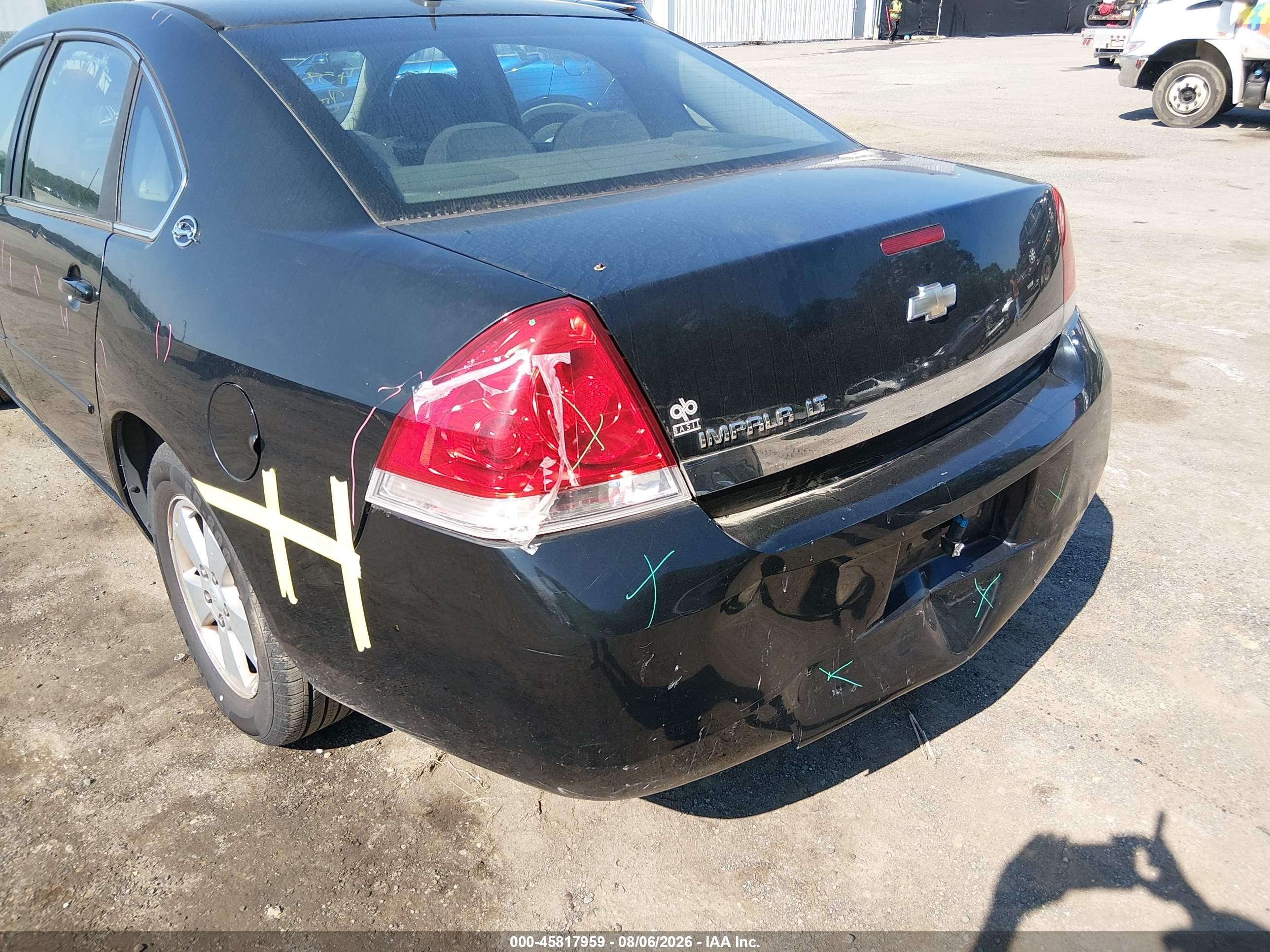 2007 Chevrolet Impala 3.5l Lt Black vin: 2G1WT58N379334790
