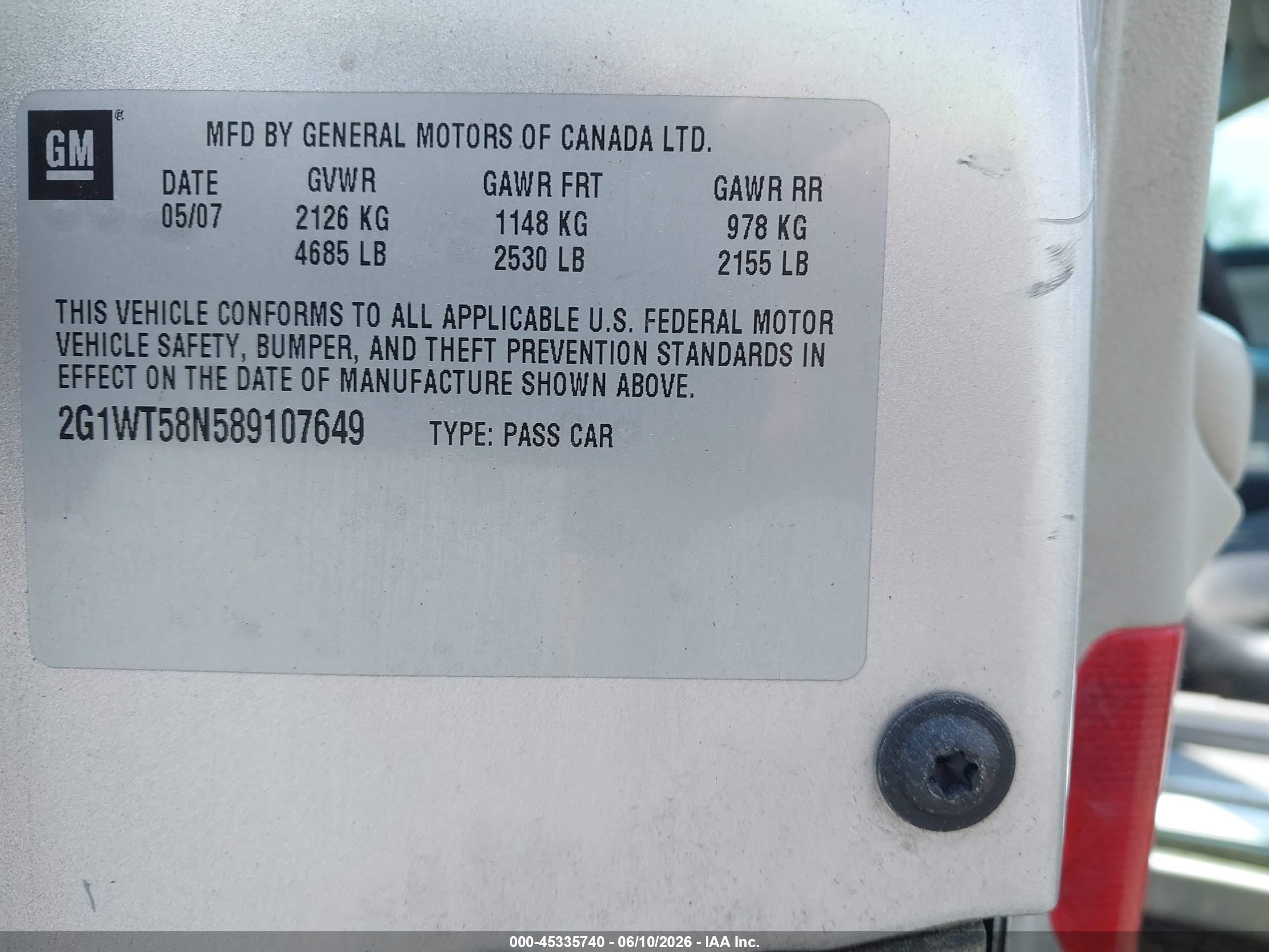 2008 Chevrolet Impala Lt Серебряный vin: 2G1WT58N589107649