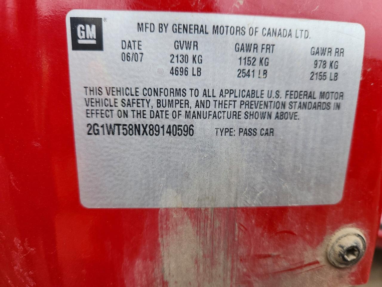 2008 Chevrolet Impala Lt Red vin: 2G1WT58NX89140596