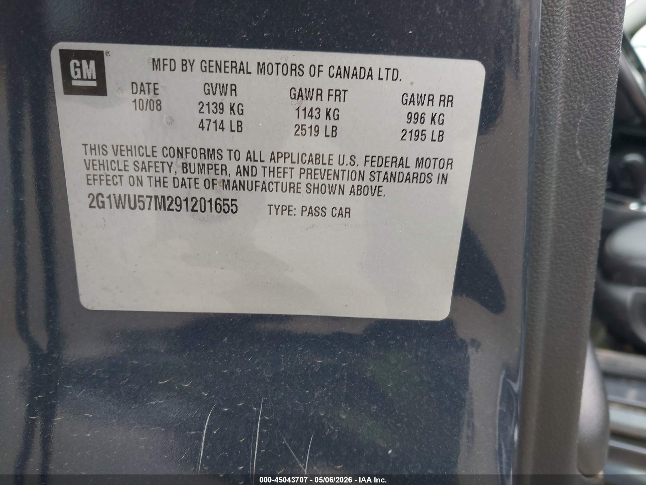 2009 Chevrolet Impala Ltz Gray vin: 2G1WU57M291201655