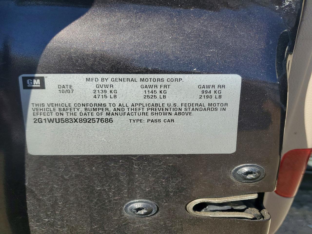 2008 Chevrolet Impala Ltz Brown vin: 2G1WU583X89257686