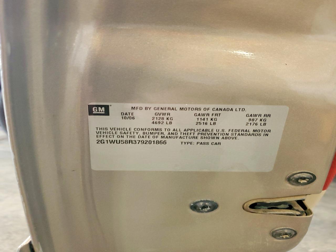 2007 Chevrolet Impala Ltz Tan vin: 2G1WU58R379201866