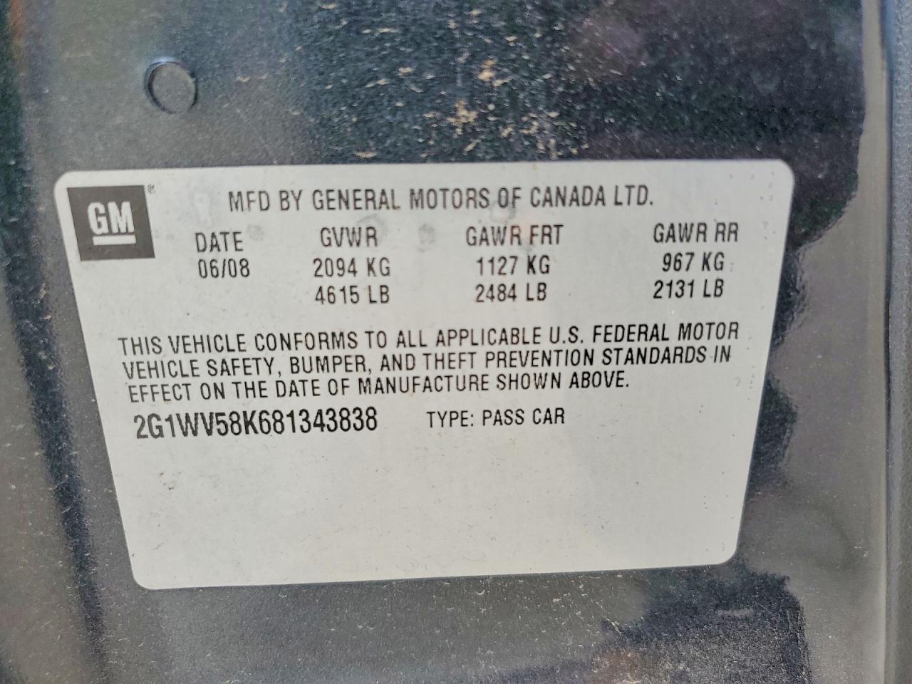 2008 Chevrolet Impala 50th Anniversary Черный vin: 2G1WV58K681343838