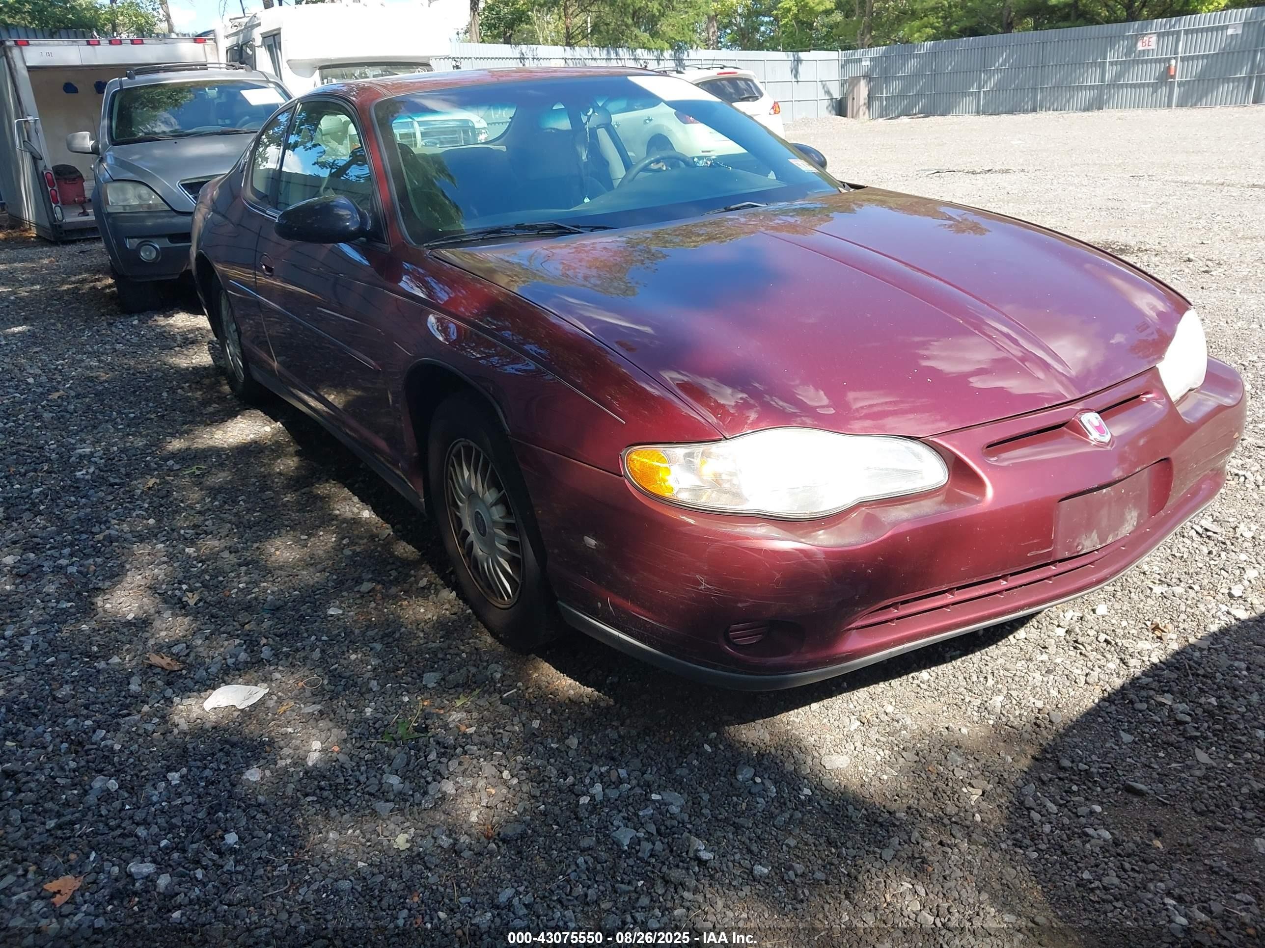 2001 Chevrolet Monte Carlo Ls Red vin: 2G1WW12E019129234