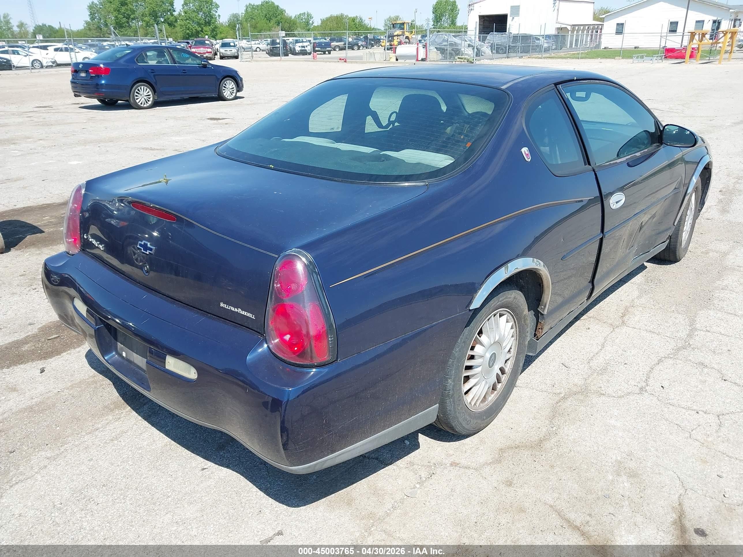 2002 Chevrolet Monte Carlo Ls Dark Blue vin: 2G1WW12E029140767