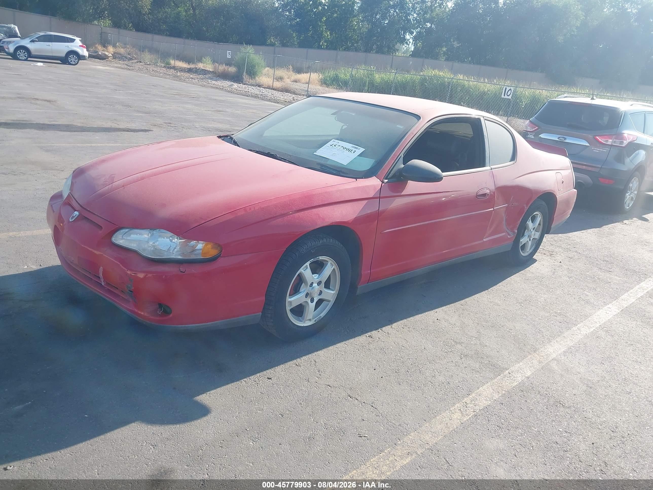 2003 Chevrolet Monte Carlo Ls Red vin: 2G1WW12E039359133