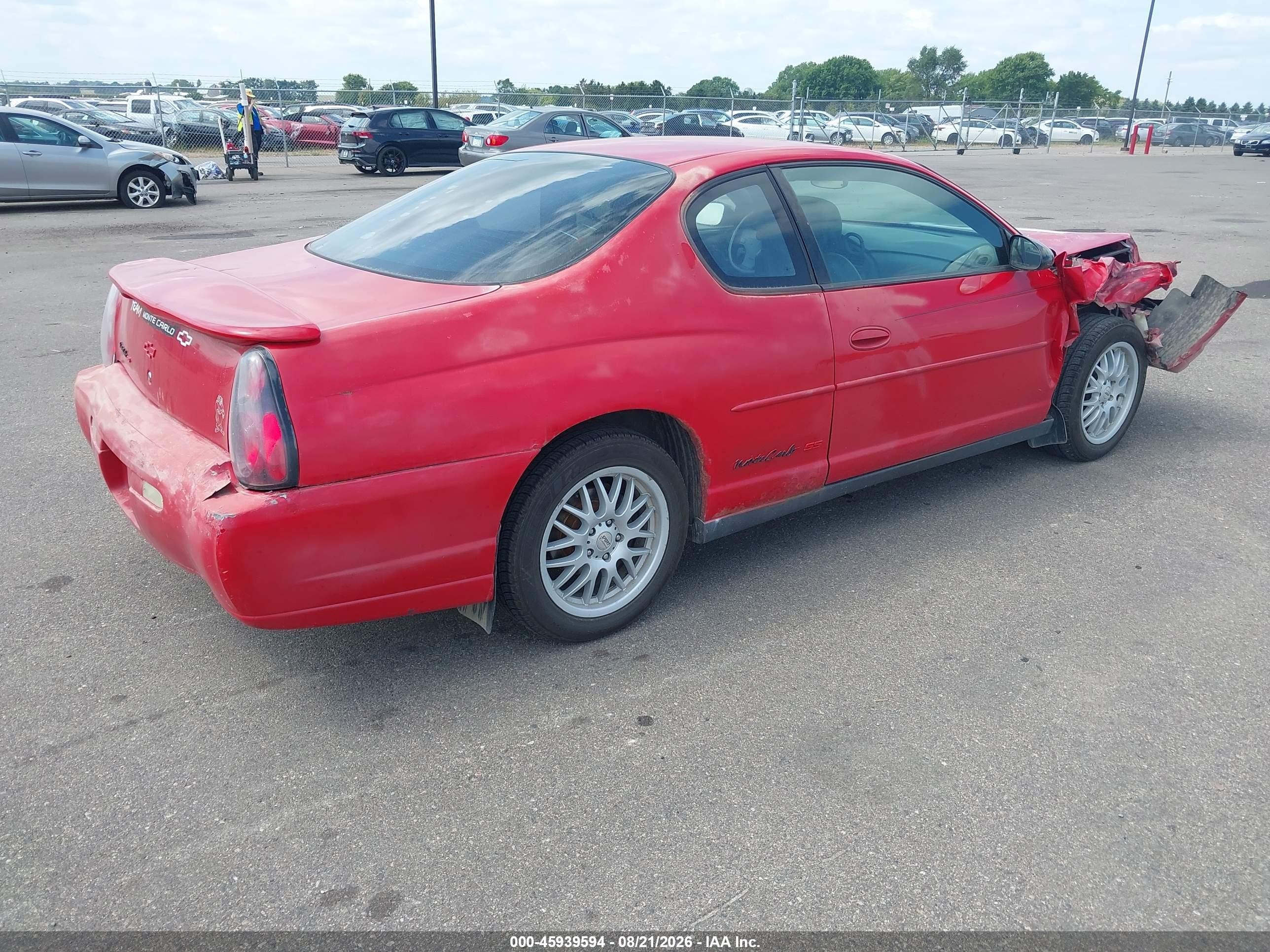 2003 Chevrolet Monte Carlo Ls Red vin: 2G1WW12E139395719