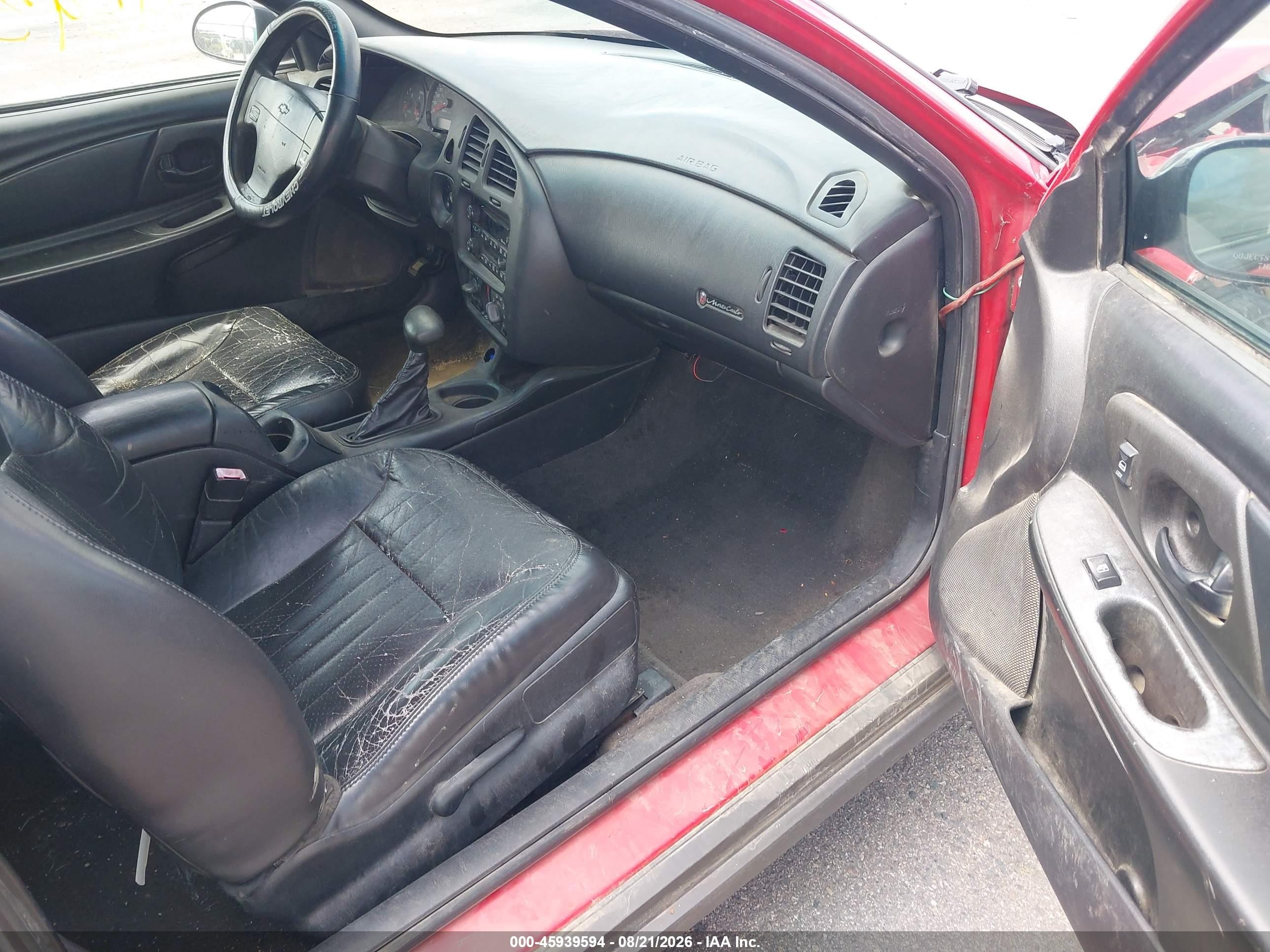 2003 Chevrolet Monte Carlo Ls Red vin: 2G1WW12E139395719
