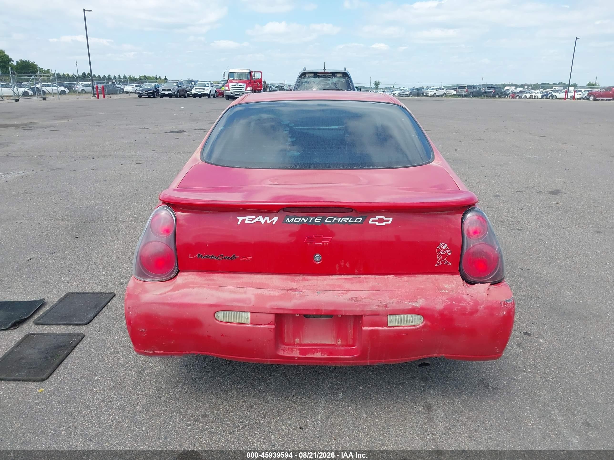 2003 Chevrolet Monte Carlo Ls Red vin: 2G1WW12E139395719