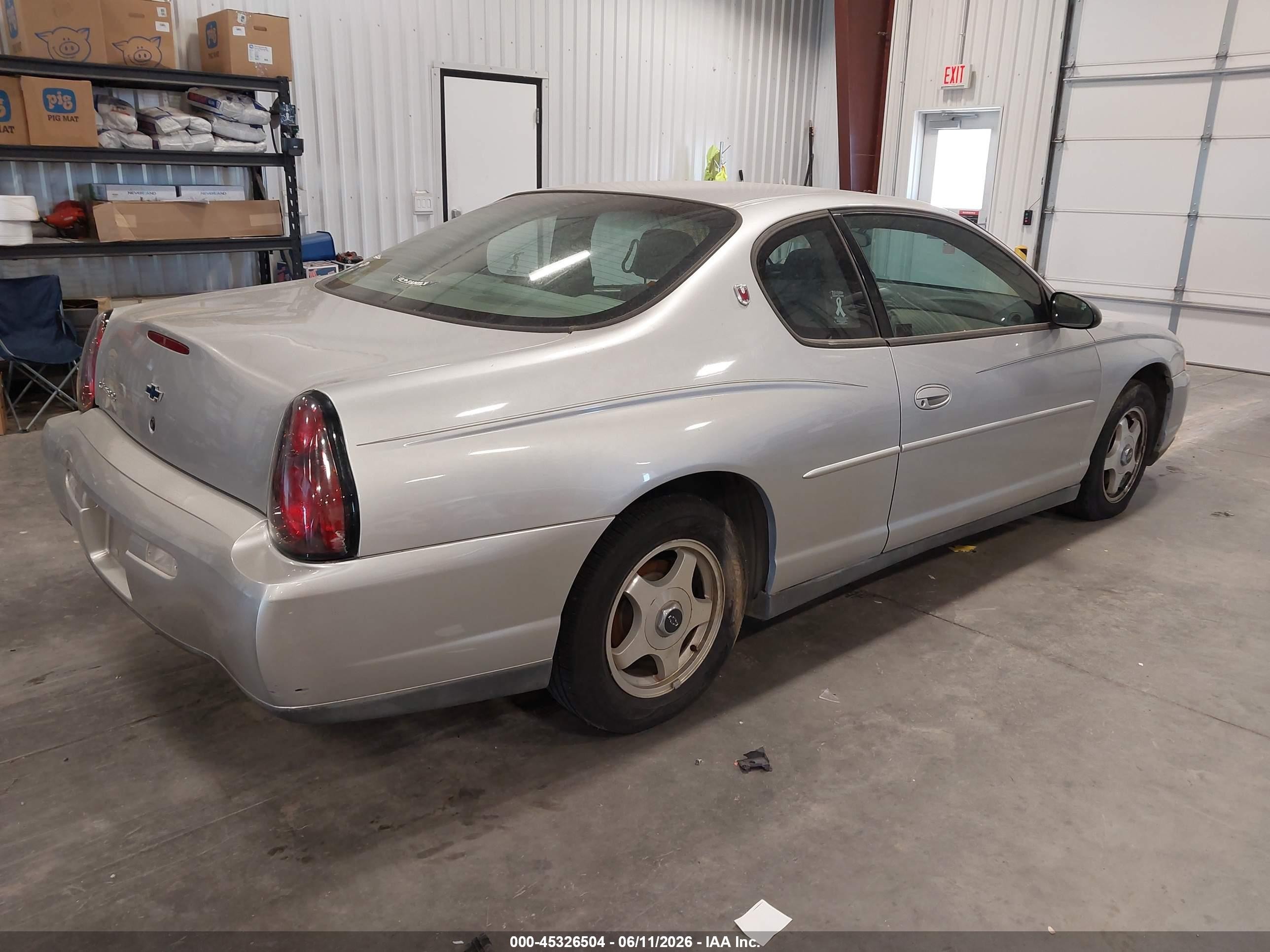 2001 Chevrolet Monte Carlo Ls Silver vin: 2G1WW12E219200868