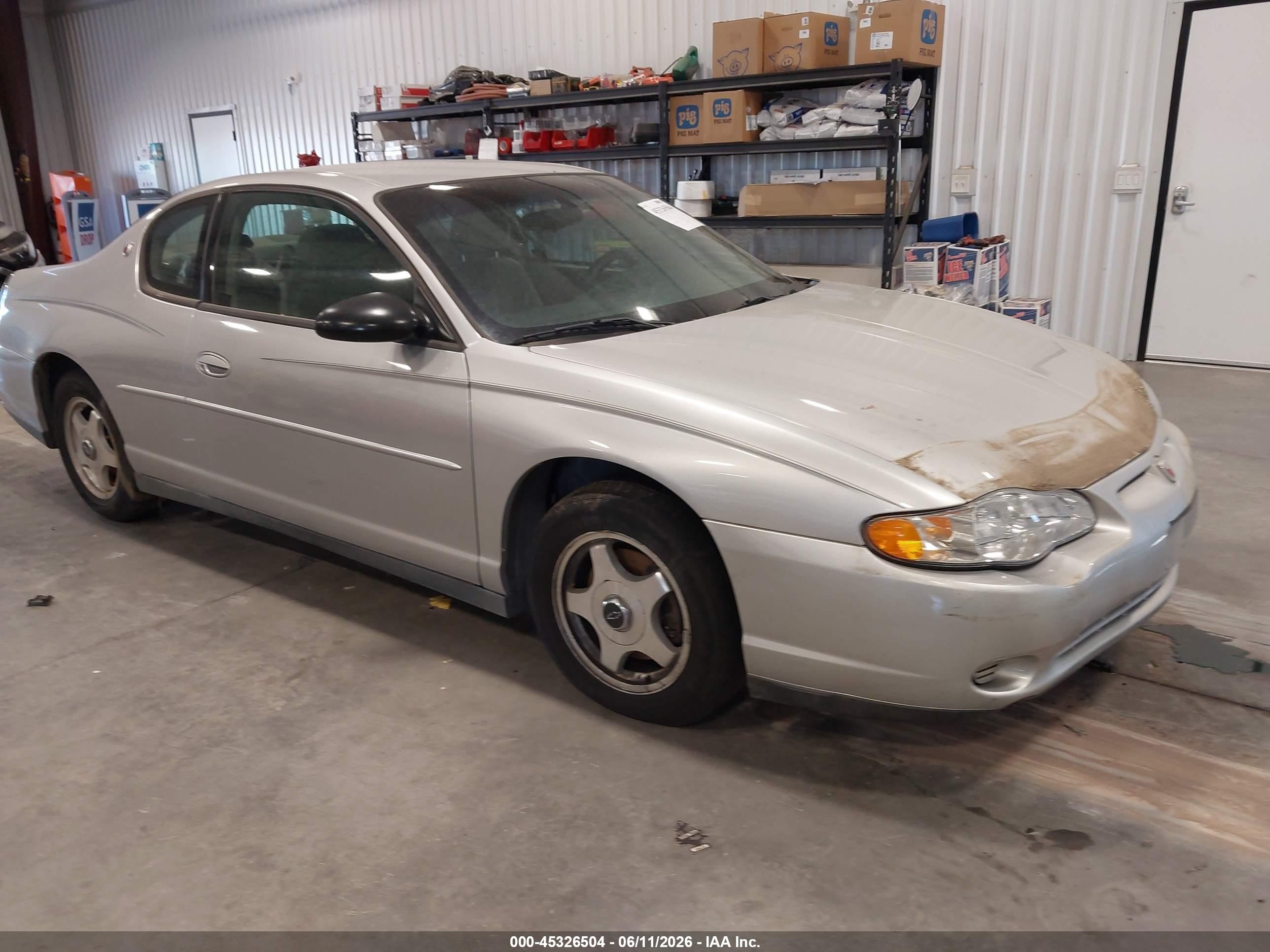 2001 Chevrolet Monte Carlo Ls Silver vin: 2G1WW12E219200868