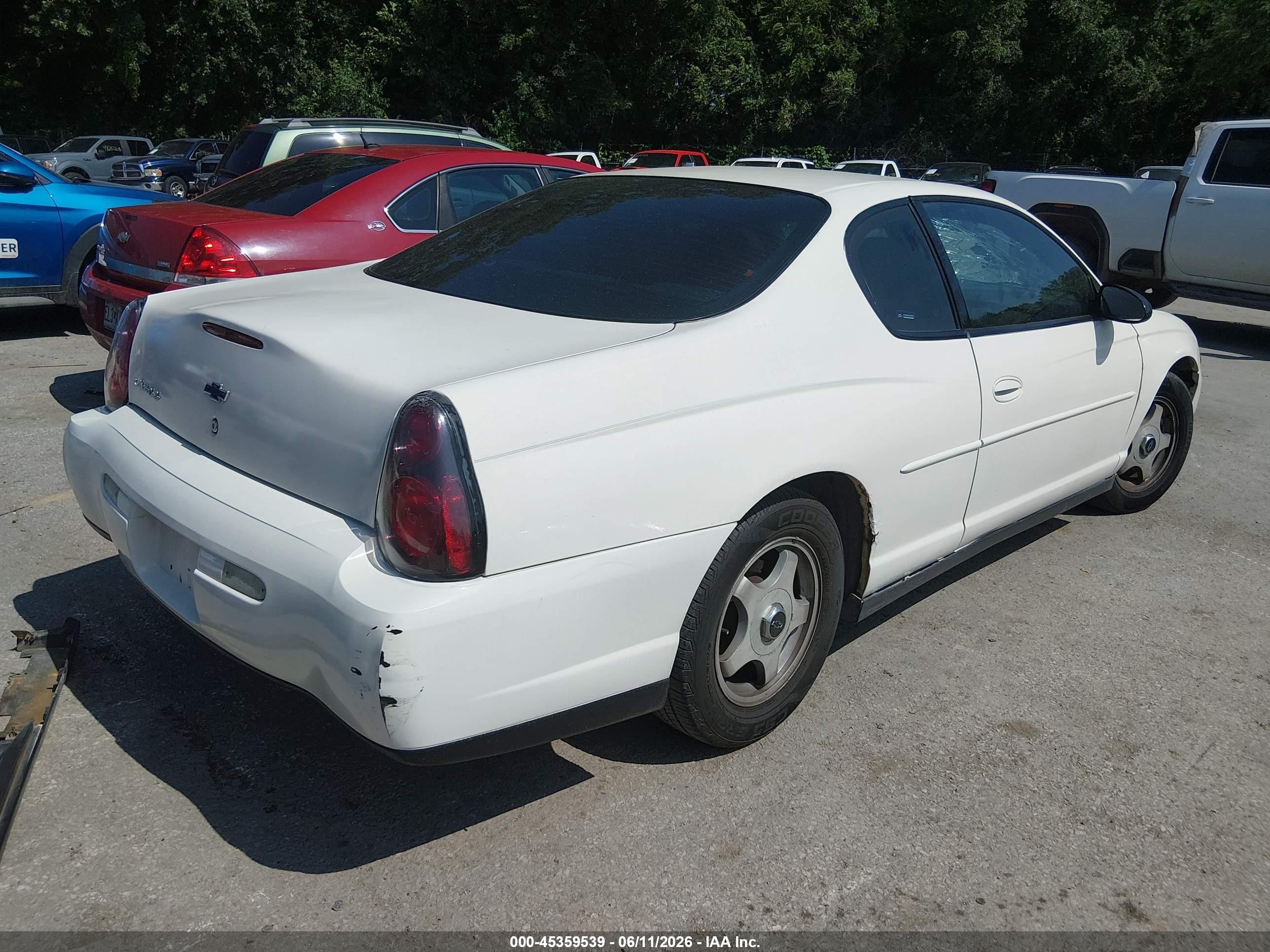 2003 Chevrolet Monte Carlo Ls White vin: 2G1WW12E239274813