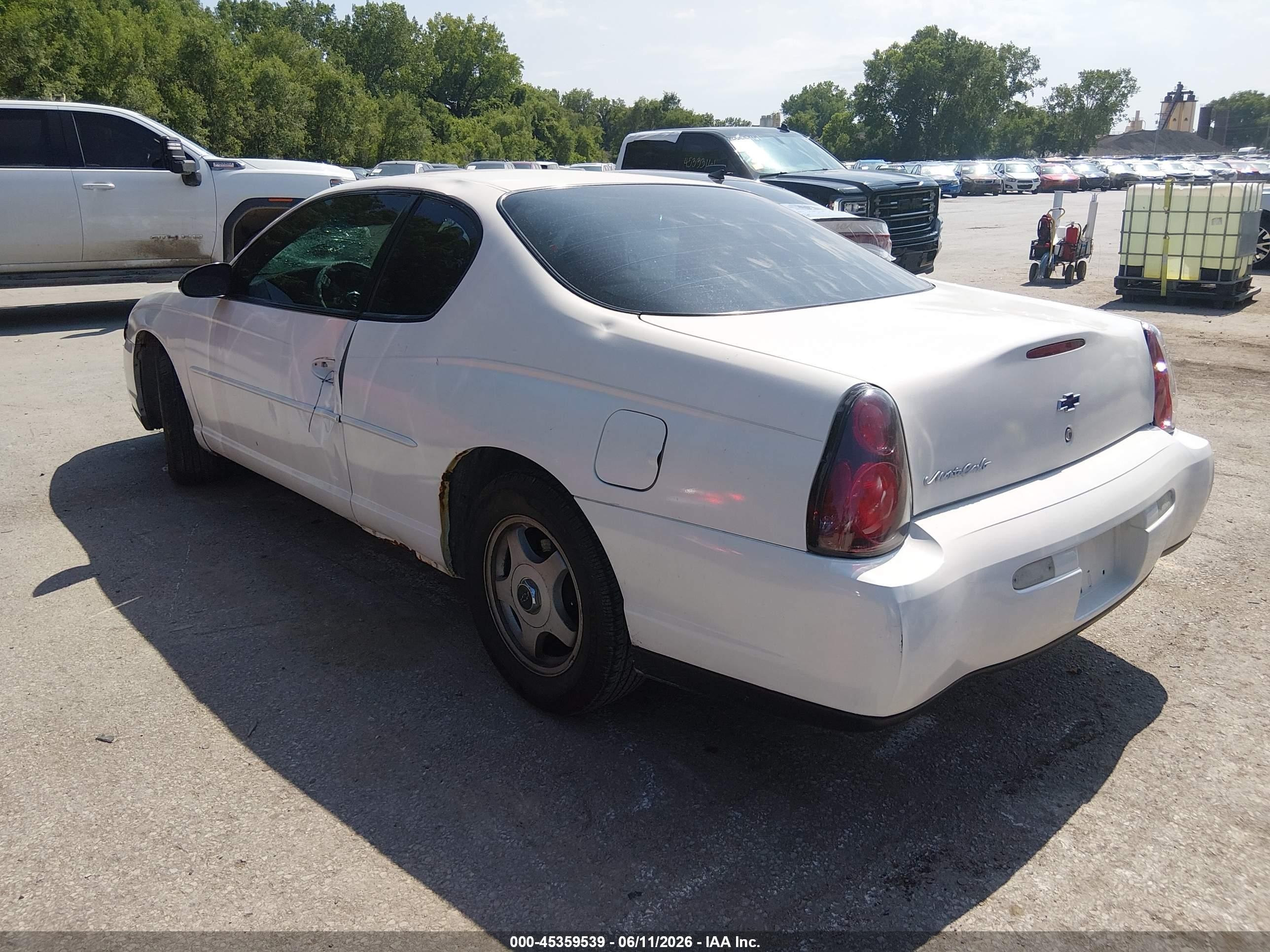 2003 Chevrolet Monte Carlo Ls White vin: 2G1WW12E239274813