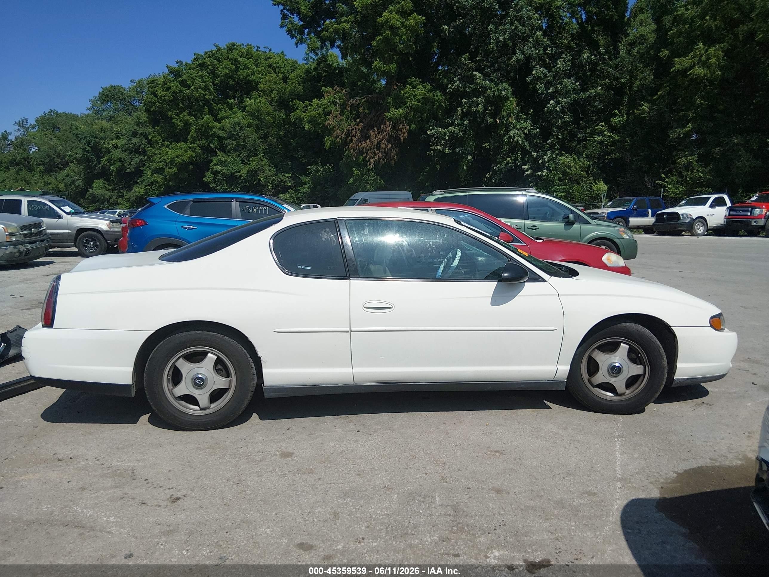 2003 Chevrolet Monte Carlo Ls White vin: 2G1WW12E239274813