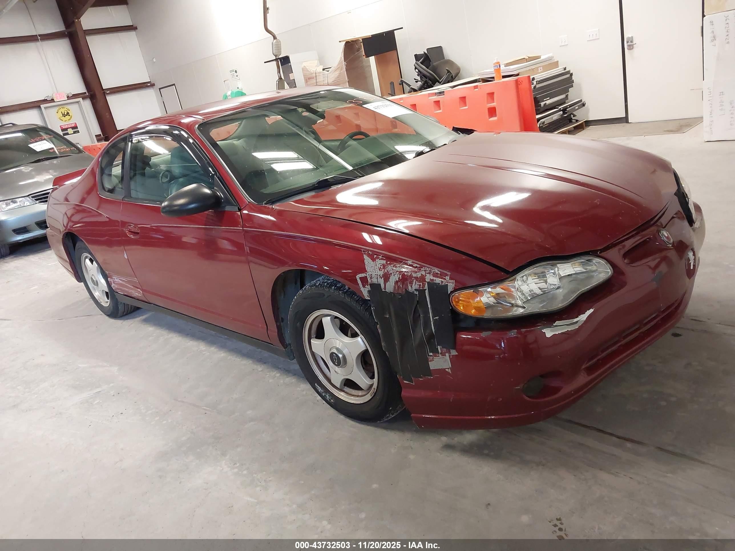 2005 Chevrolet Monte Carlo Ls Maroon vin: 2G1WW12E259128043