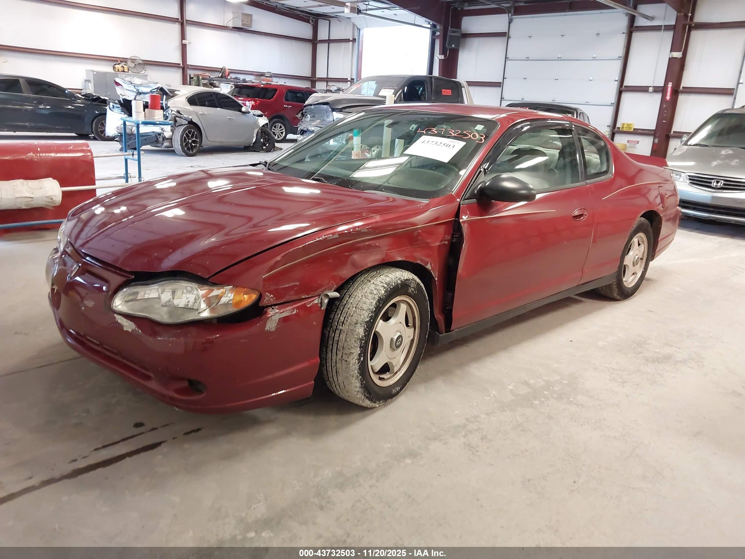 2005 Chevrolet Monte Carlo Ls Maroon vin: 2G1WW12E259128043