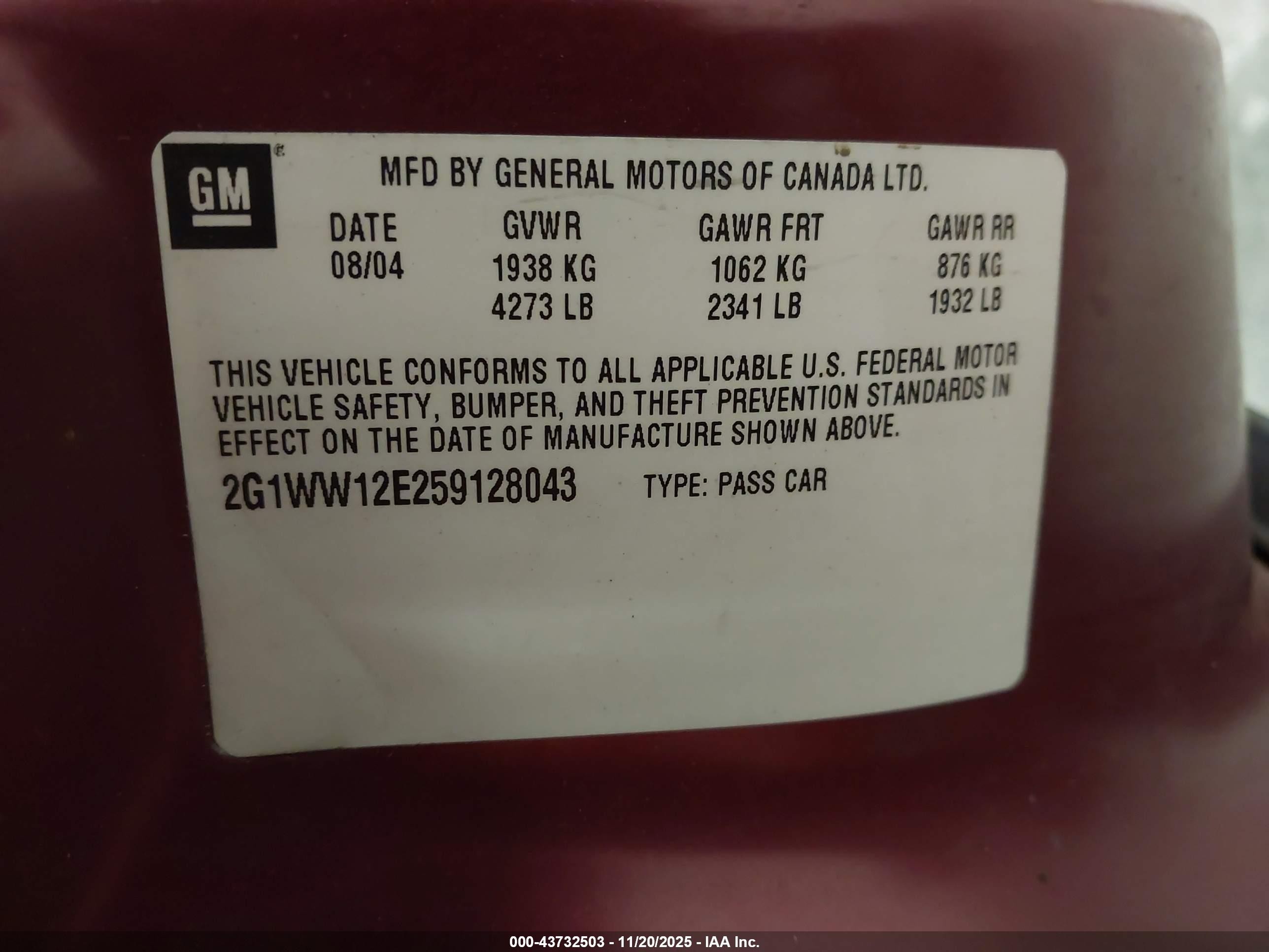 2005 Chevrolet Monte Carlo Ls Maroon vin: 2G1WW12E259128043