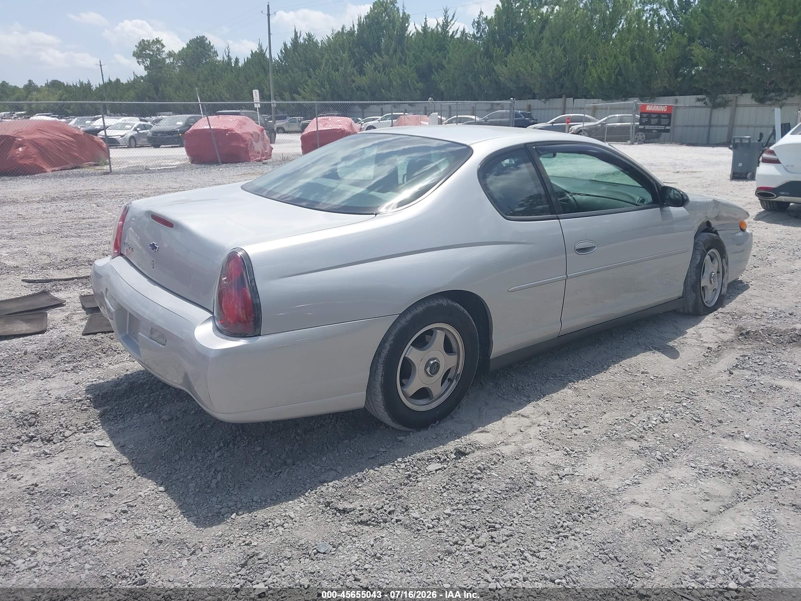 2003 Chevrolet Monte Carlo Ls Silver vin: 2G1WW12E339436853
