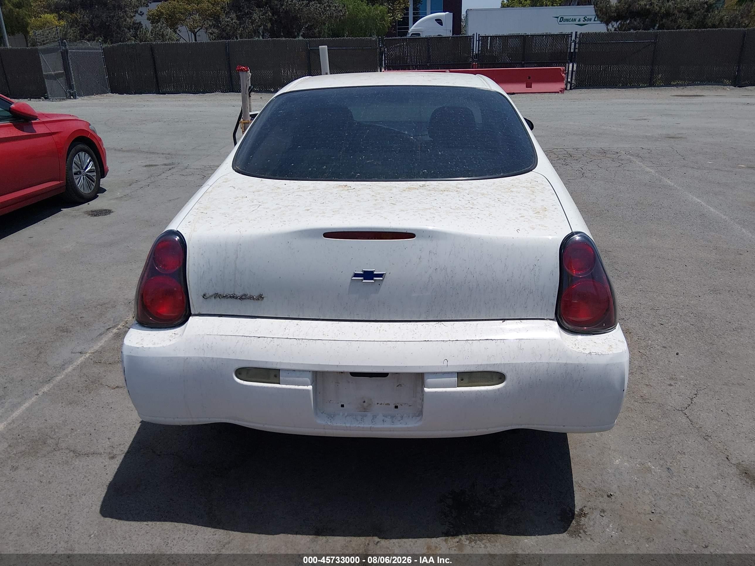 2005 Chevrolet Monte Carlo Ls White vin: 2G1WW12E359136703