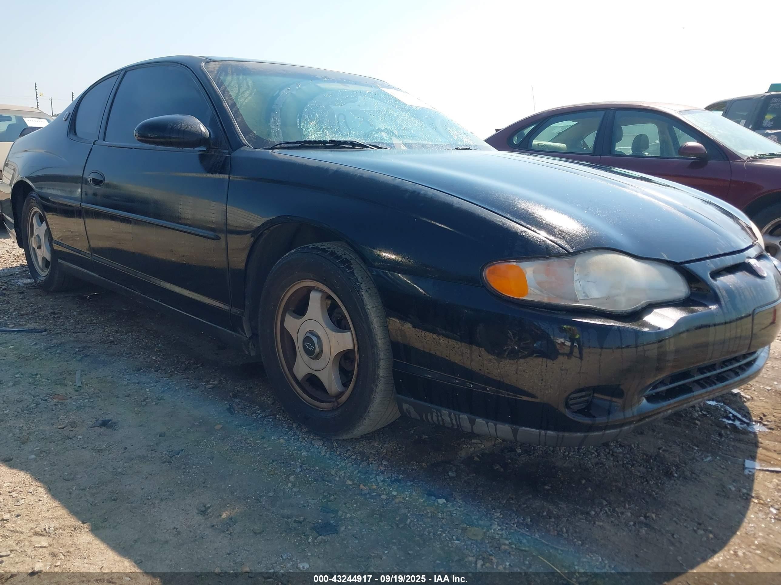 2001 Chevrolet Monte Carlo Ls Black vin: 2G1WW12E419137742