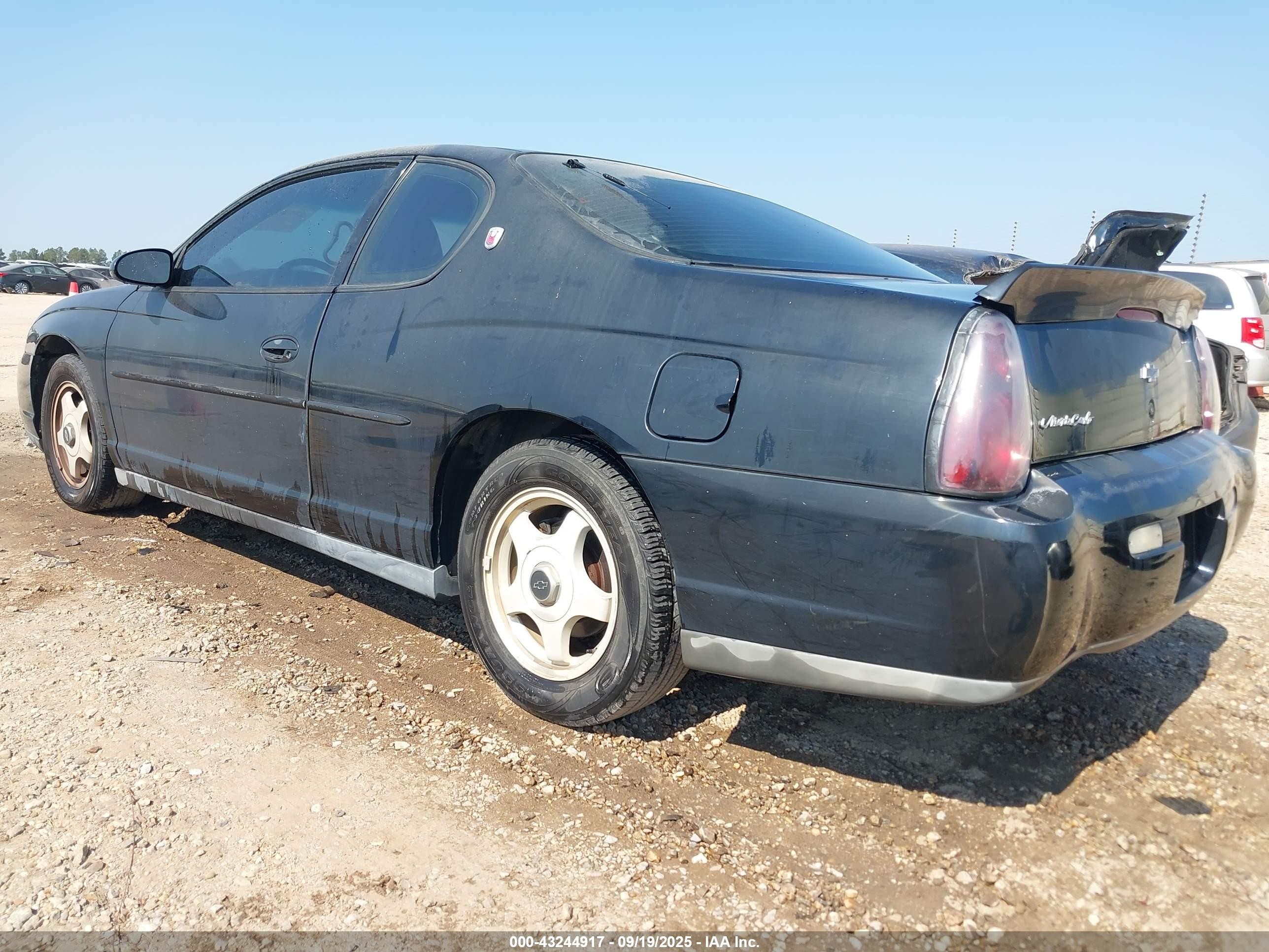 2001 Chevrolet Monte Carlo Ls Black vin: 2G1WW12E419137742