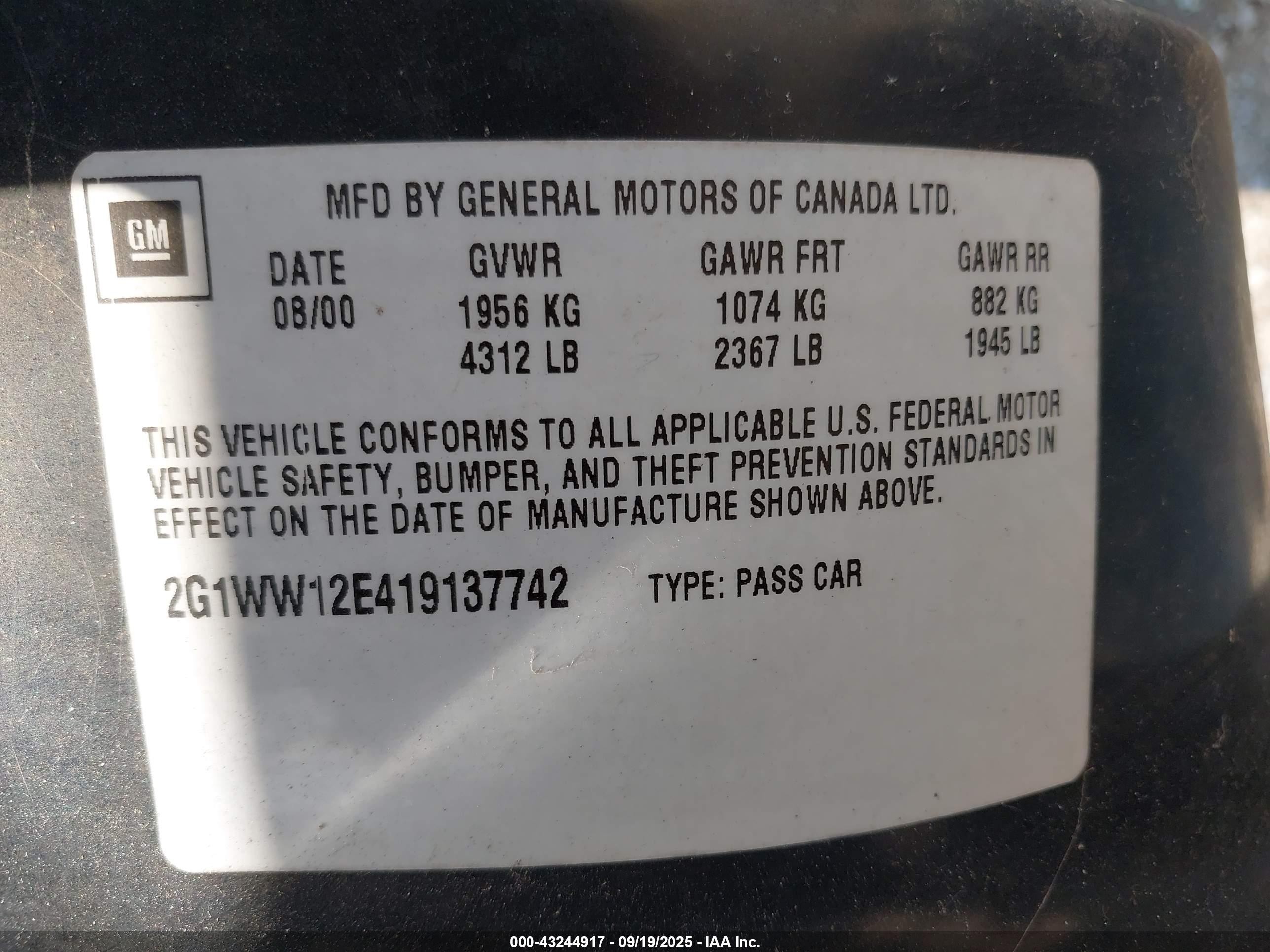 2001 Chevrolet Monte Carlo Ls Black vin: 2G1WW12E419137742
