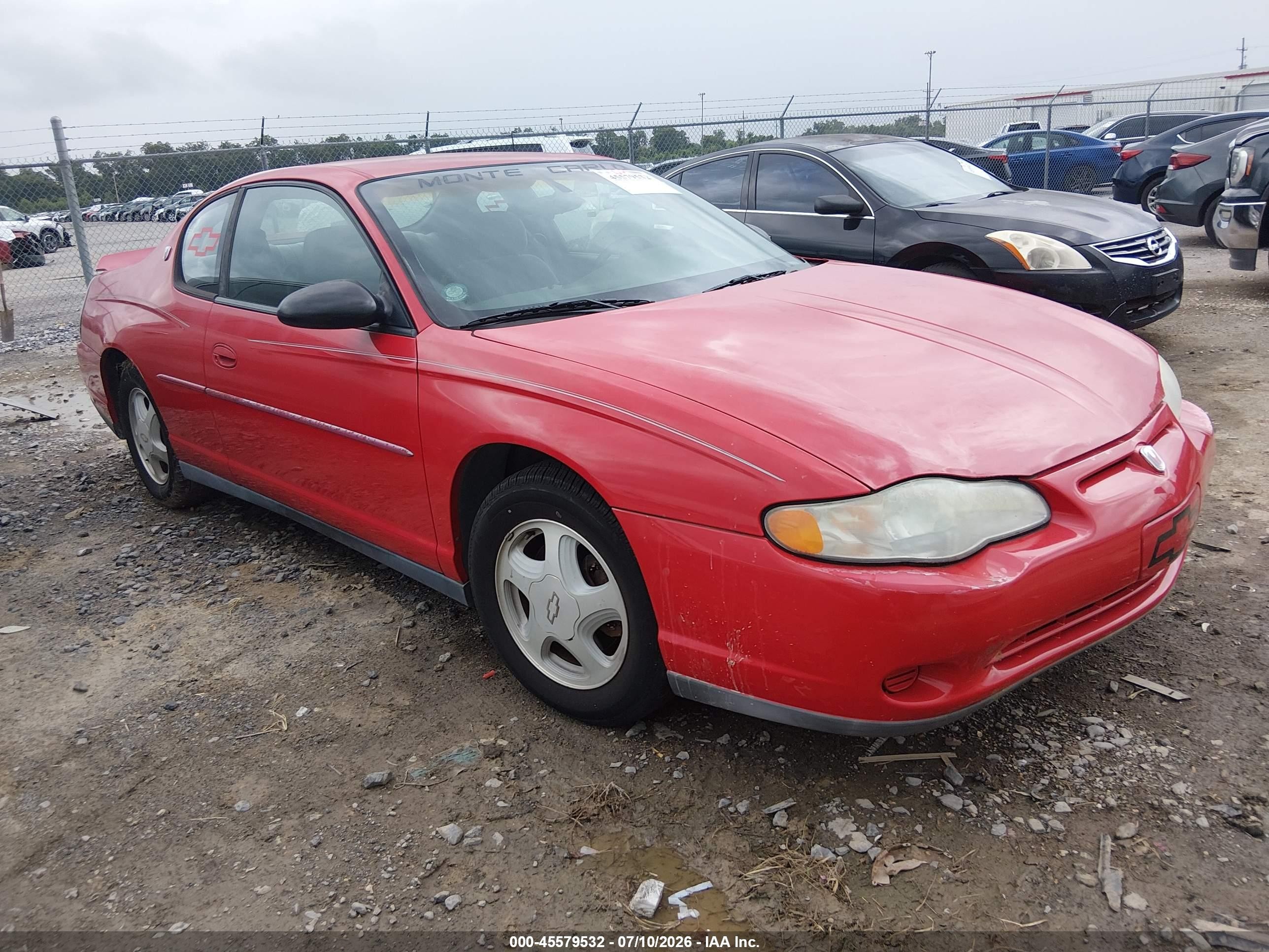 2002 Chevrolet Monte Carlo Ls Red vin: 2G1WW12E429175618