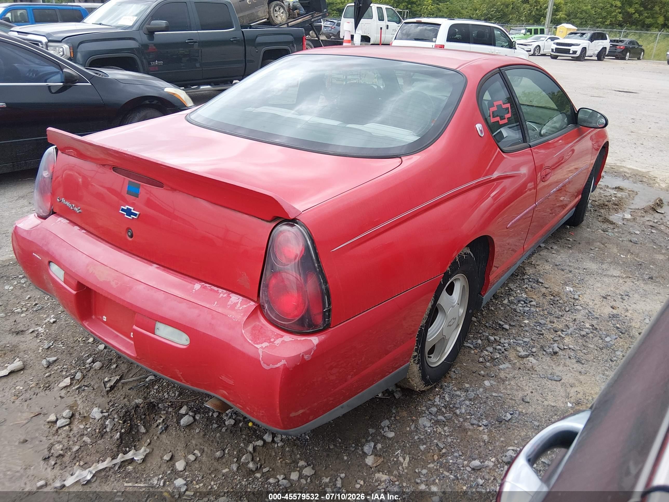 2002 Chevrolet Monte Carlo Ls Red vin: 2G1WW12E429175618