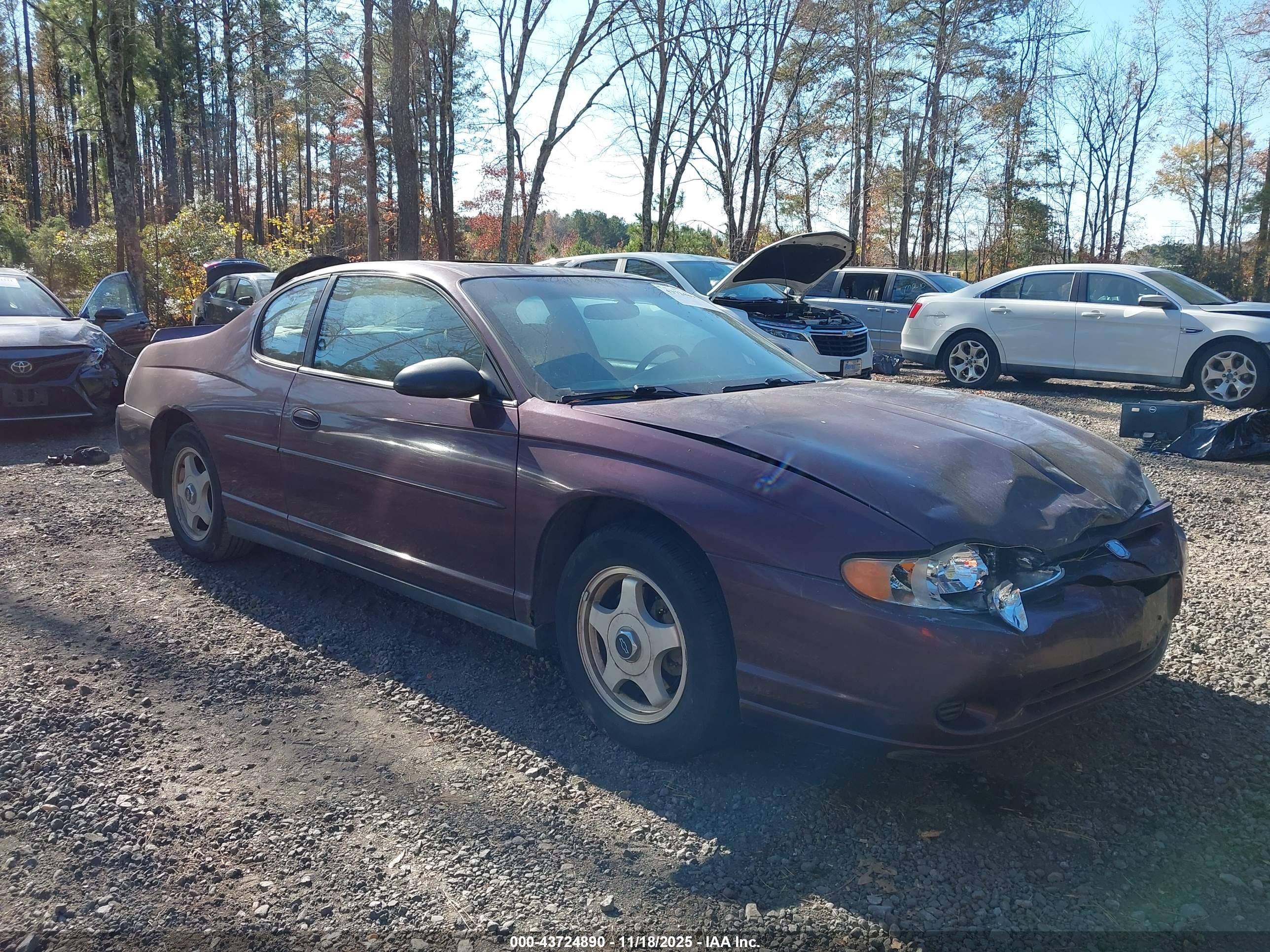 2003 Chevrolet Monte Carlo Ls Темно-бордовый vin: 2G1WW12E439442788