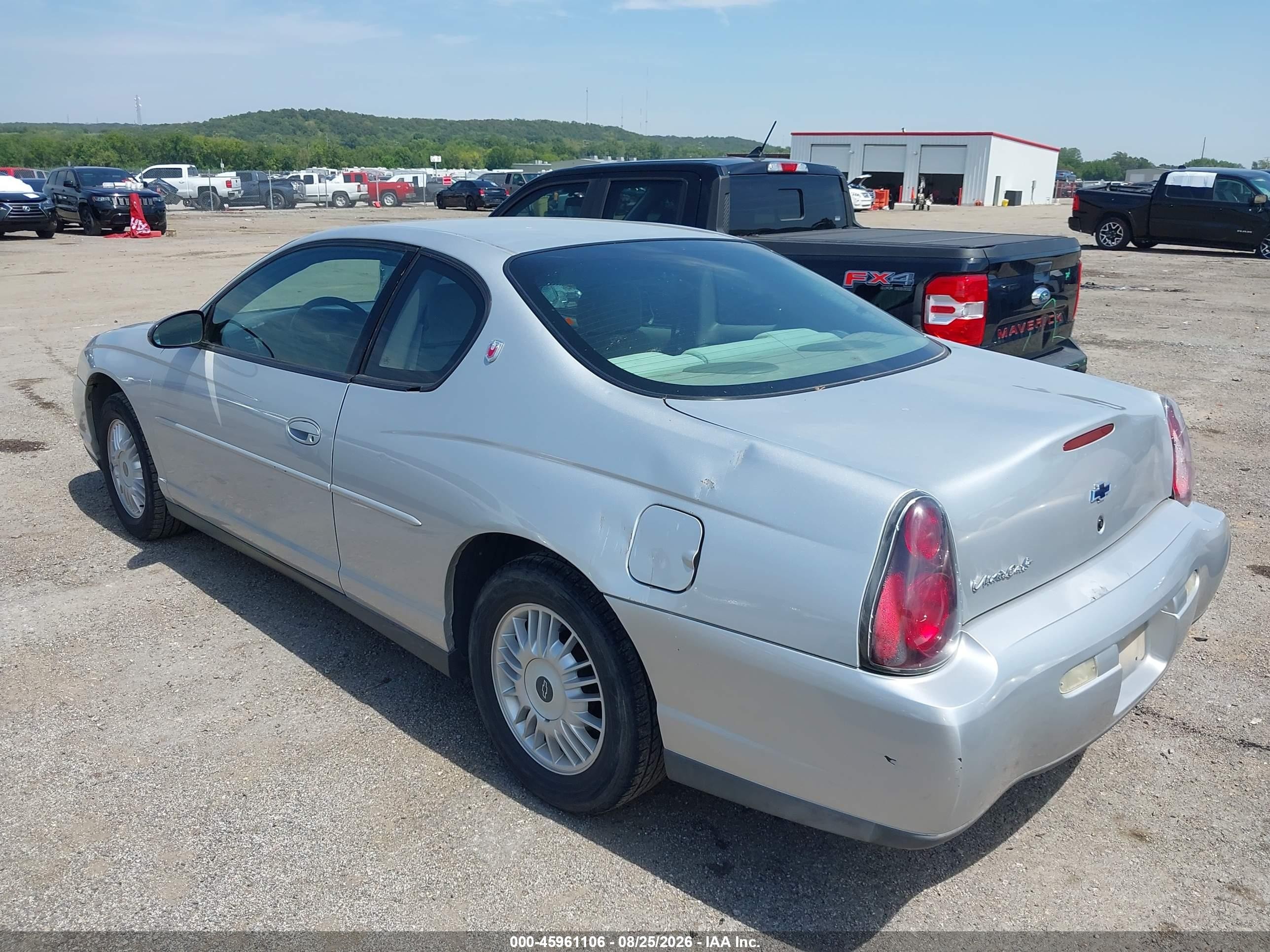 2001 Chevrolet Monte Carlo Ls Silver vin: 2G1WW12E519259610