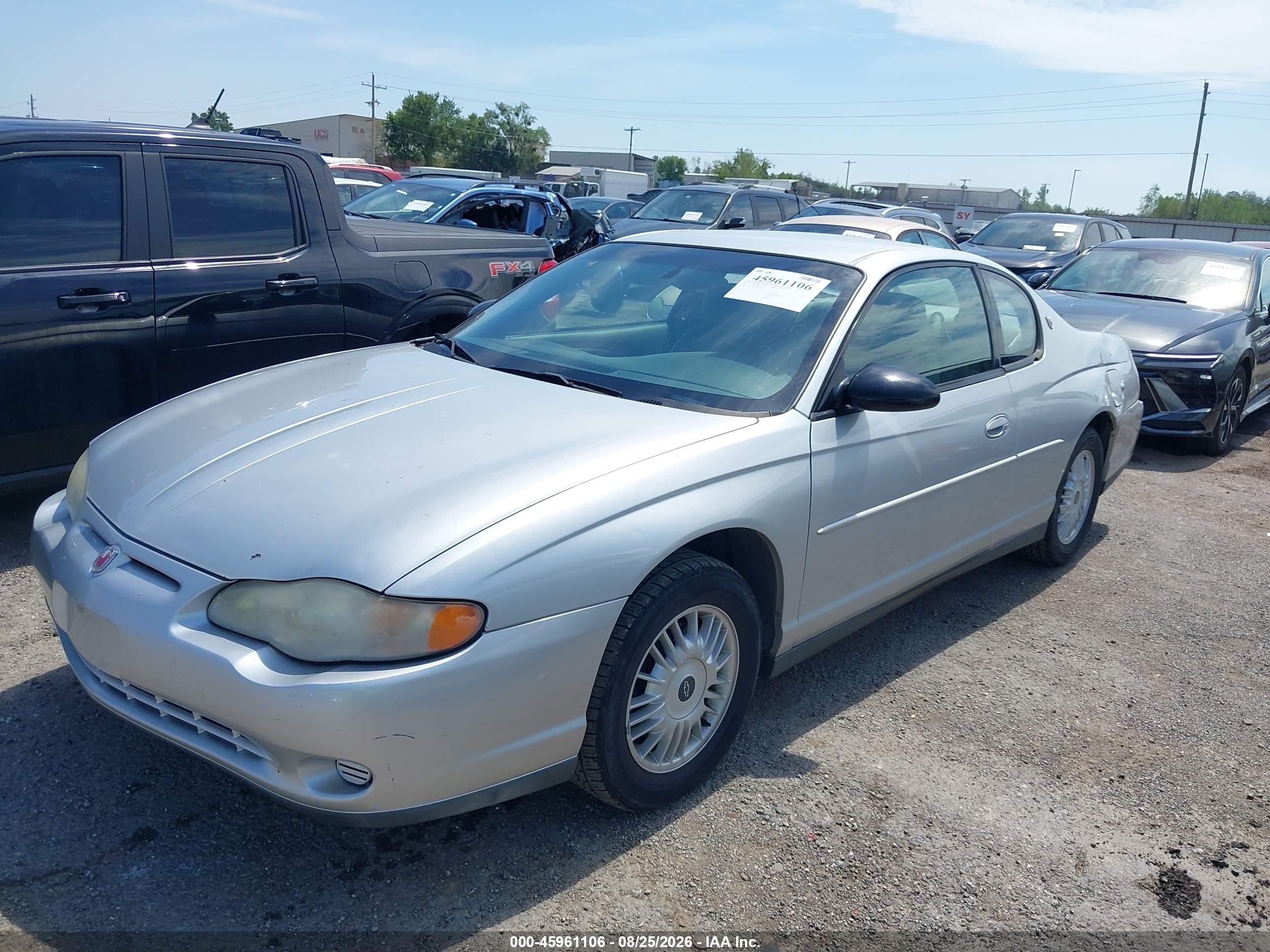 2001 Chevrolet Monte Carlo Ls Silver vin: 2G1WW12E519259610