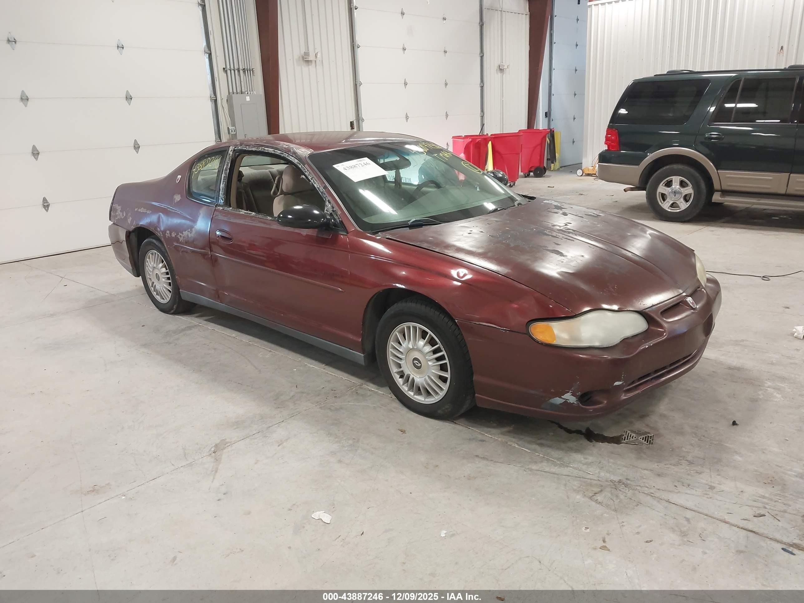 2001 Chevrolet Monte Carlo Ls Burgundy vin: 2G1WW12E619373440