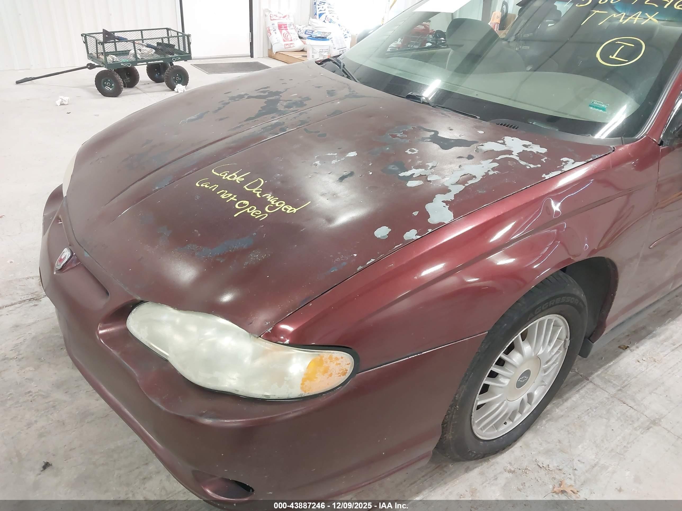 2001 Chevrolet Monte Carlo Ls Burgundy vin: 2G1WW12E619373440